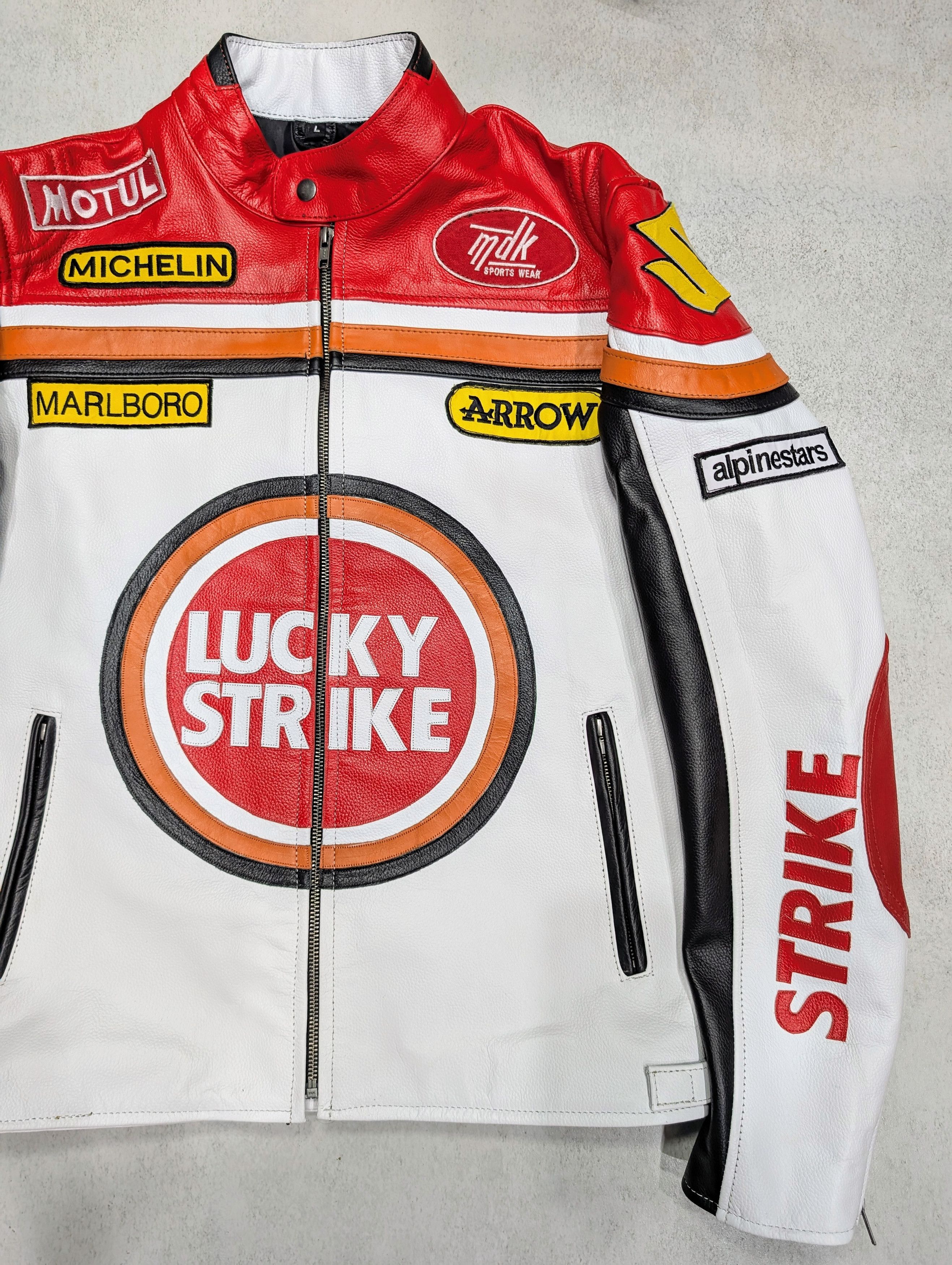 Vintage 🔥 LUCKY STRIKE 🔥 Leather Jacket Vintage Racing Size US M / EU 48-50 / 2 - 3 Thumbnail