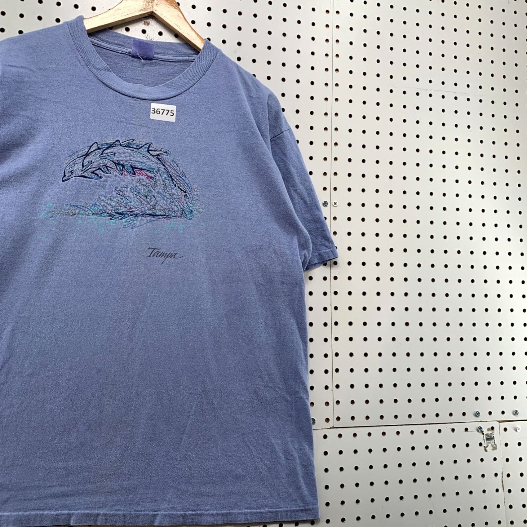 Vintage VTG 90s Tampa Dolphin Shirt Mens Large Blue Embroidered USA 23x28 Eingle Stitch Shirt Size US L / EU 52-54 / 3 - 4 Thumbnail