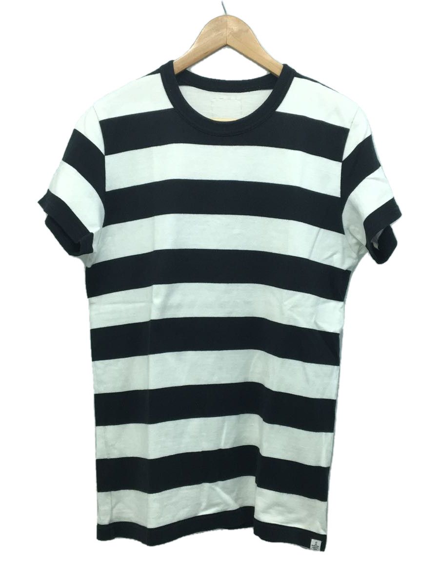 T-Shirts Cotton Border Short Sleeve Crewneck White
