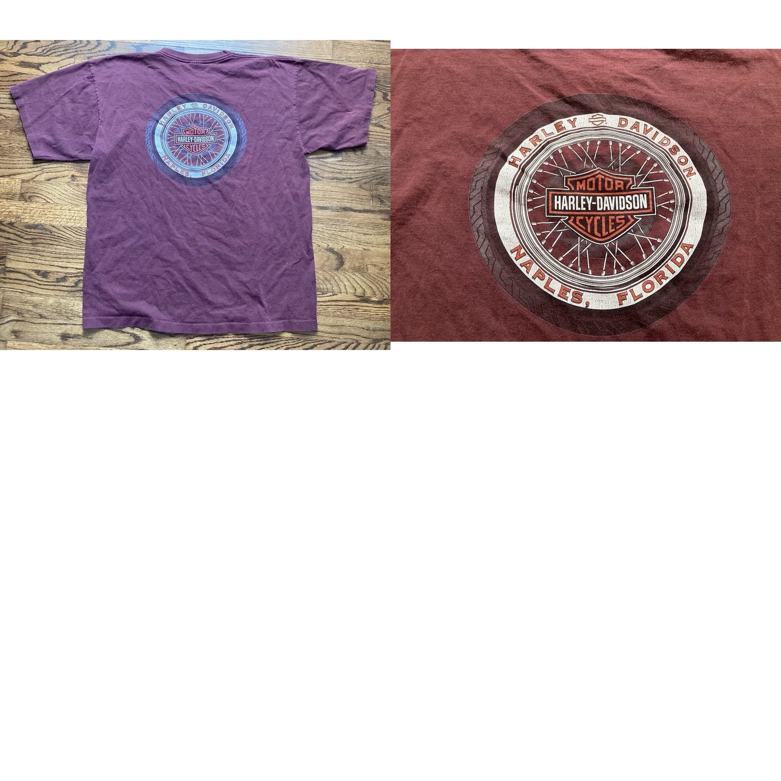 Harley Davidson VINTAGE Harley-Davidson Naples FL T-Shirt Shirt Regular Men XLI Burgundy 90s Logo USA Made Short Sleeve Crew Neck Graphic Print Pocket(s) Size US XL / EU 56 / 4 - 8 Thumbnail