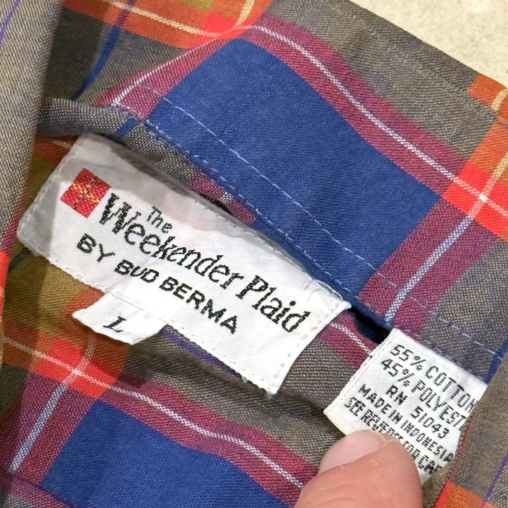 Vintage VINTAGE Bud Berma The Weekender Plaid Button-Up Shirt Large Regular Mens Plaid Sheer Breathable Cotton Blend Polyester Fall Size US L / EU 52-54 / 3 - 3 Thumbnail