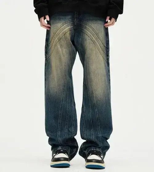 Japanese Brand × Jean Y2K Painted Circle Striped Baggy Jeans Size US 30 / EU 46 - 1 Thumbnail