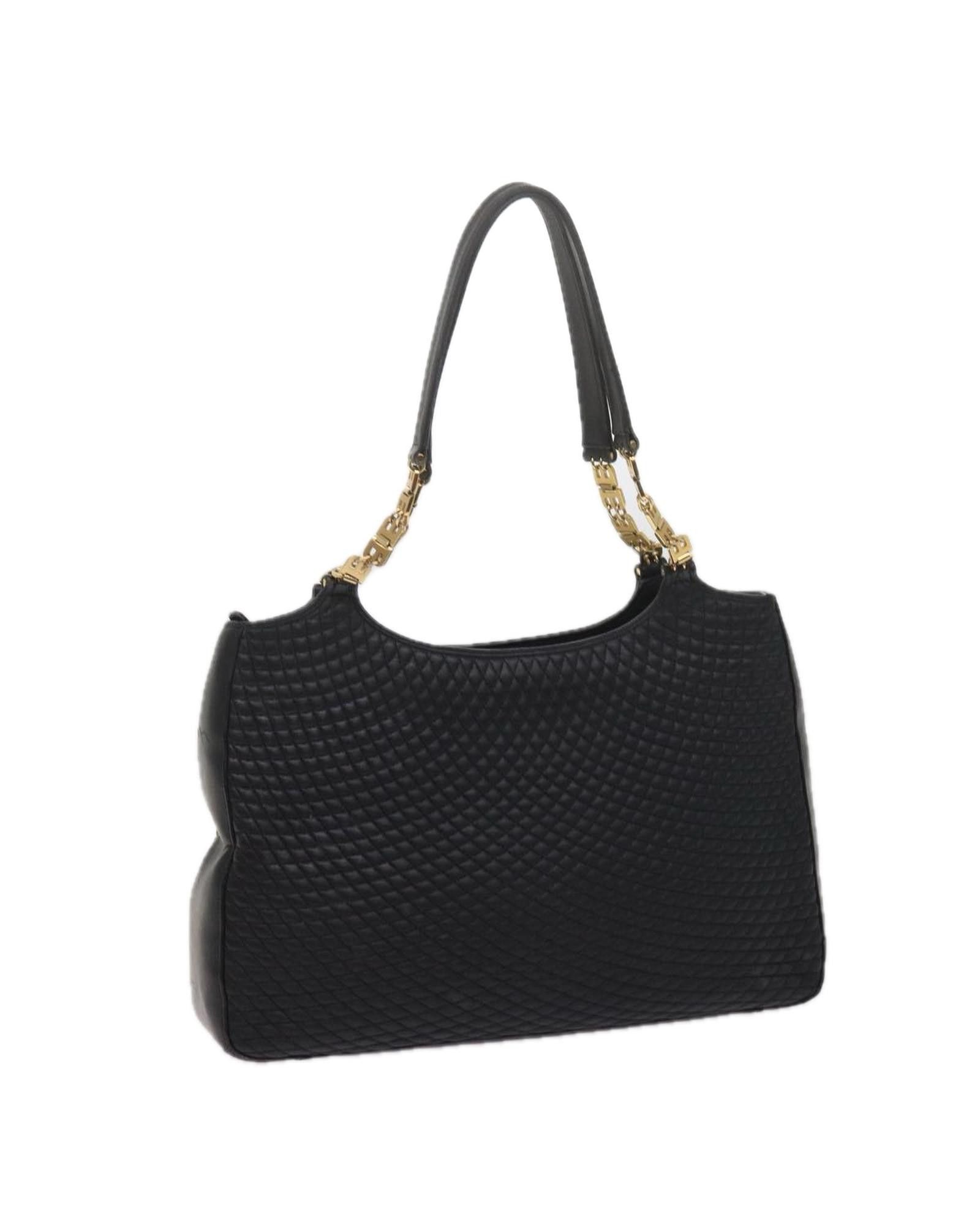 image of Bally Black Leather Matelasse Tote Bag, Women's