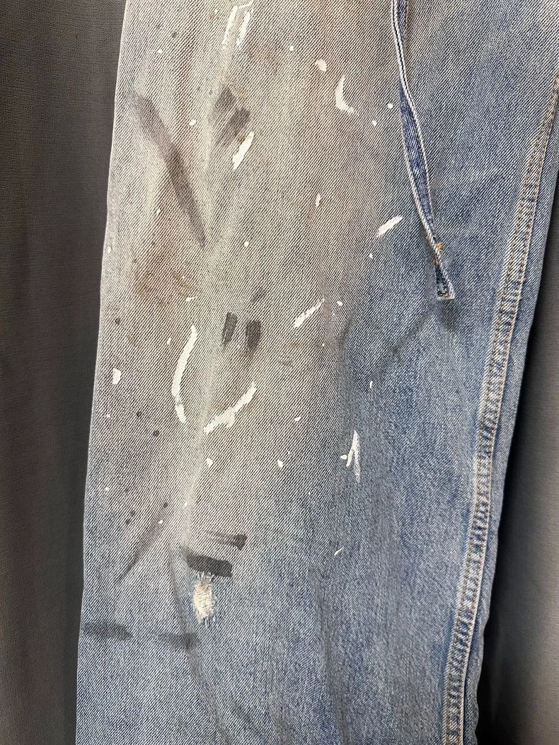 Acne Studios Acne Studios size:34 Splashed ink stained blue wide-leg wo Size 33" - 3 Thumbnail