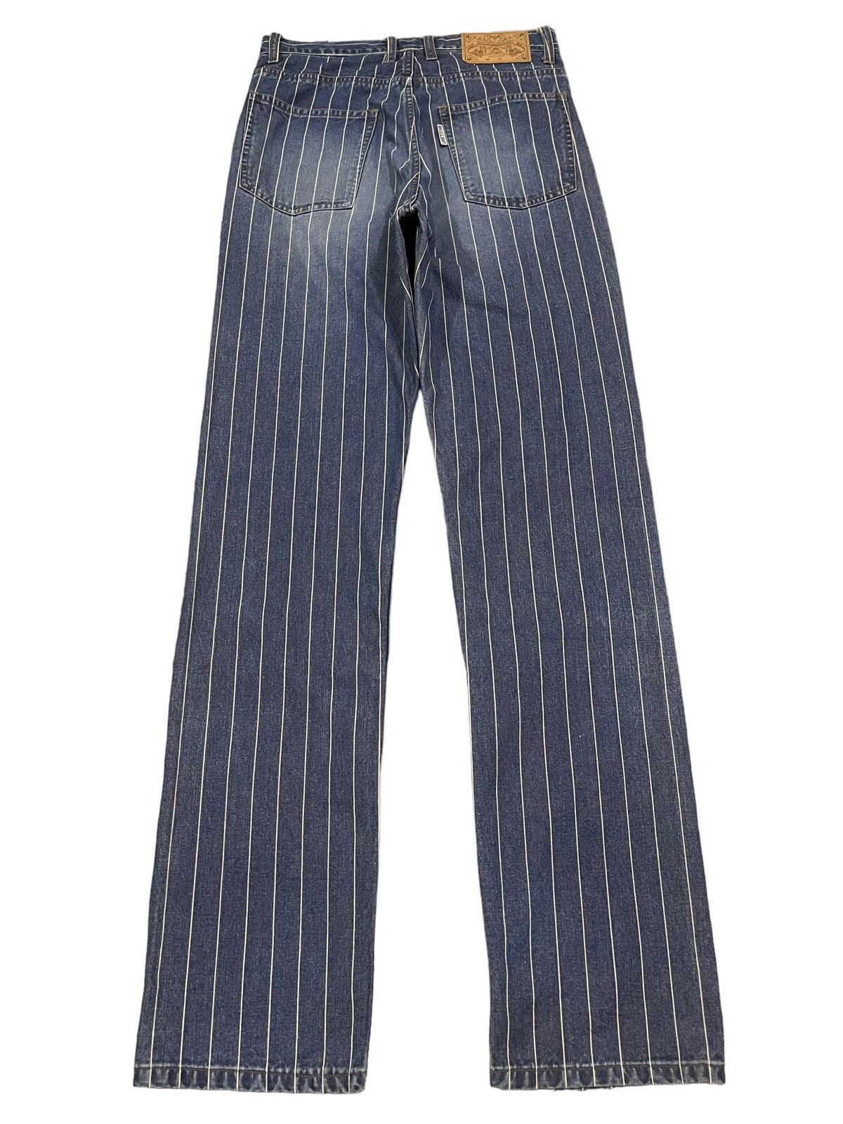 14th Addiction Vintage Japanese Skull Shit Distressed Style Stripe Jeans Size US 29 - 2 Thumbnail