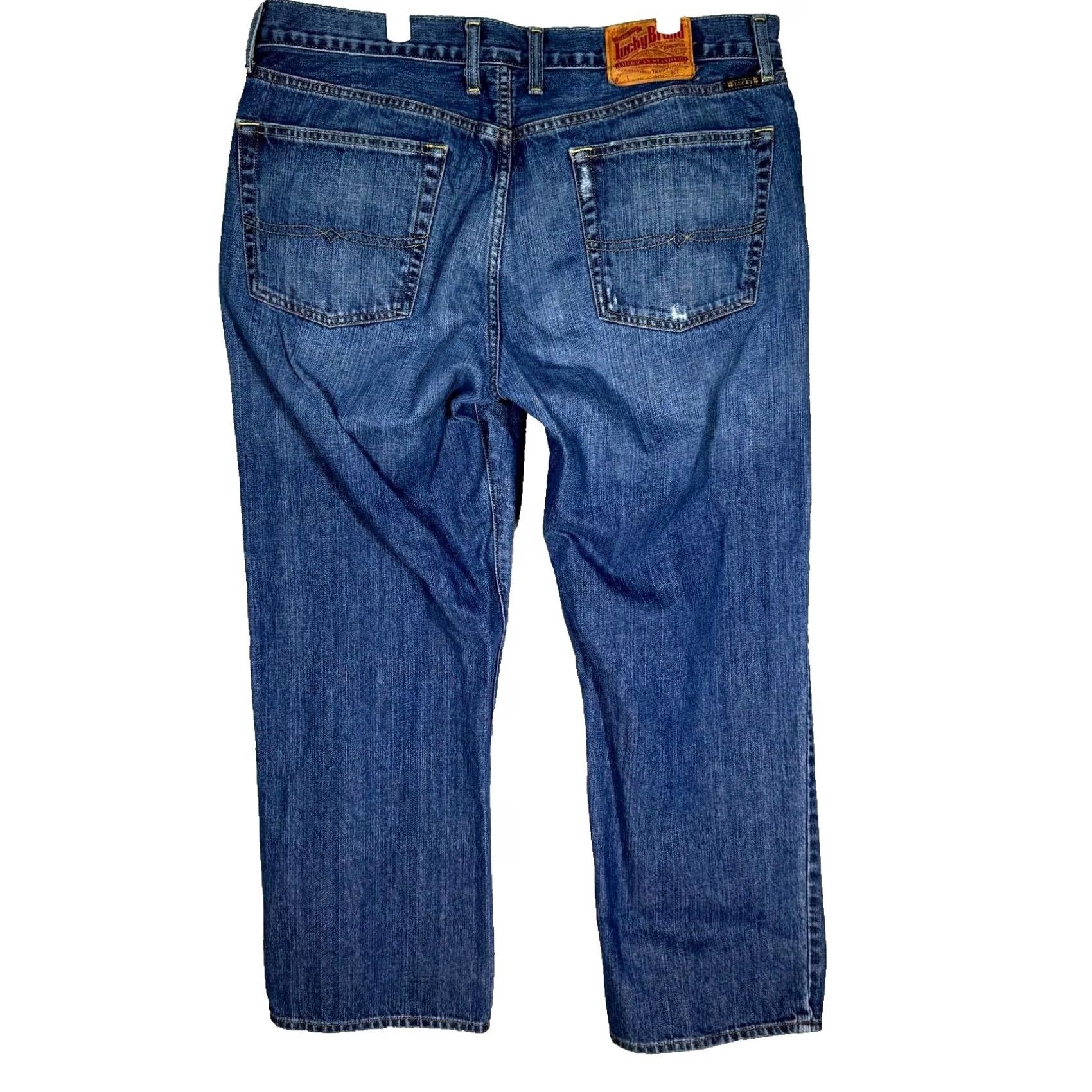 Lucky Brand VINTAGE Lucky Brand 361 Straight Leg Jeans Men 38 Blue Denim 5-Pocket Zip Fly 28 Inseam Mens Jeans Size US 38 / EU 54 - 2 Thumbnail