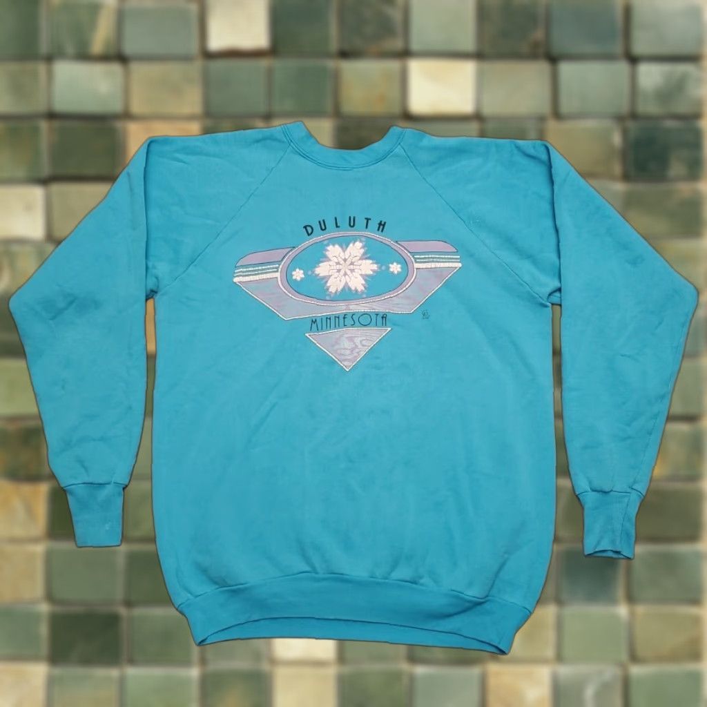 Vintage VTG Duluth Minnesota Sweatshirt Mens Large Blue Tourist Snow Ski Retro 80s USA Size US L / EU 52-54 / 3 - 1 Thumbnail