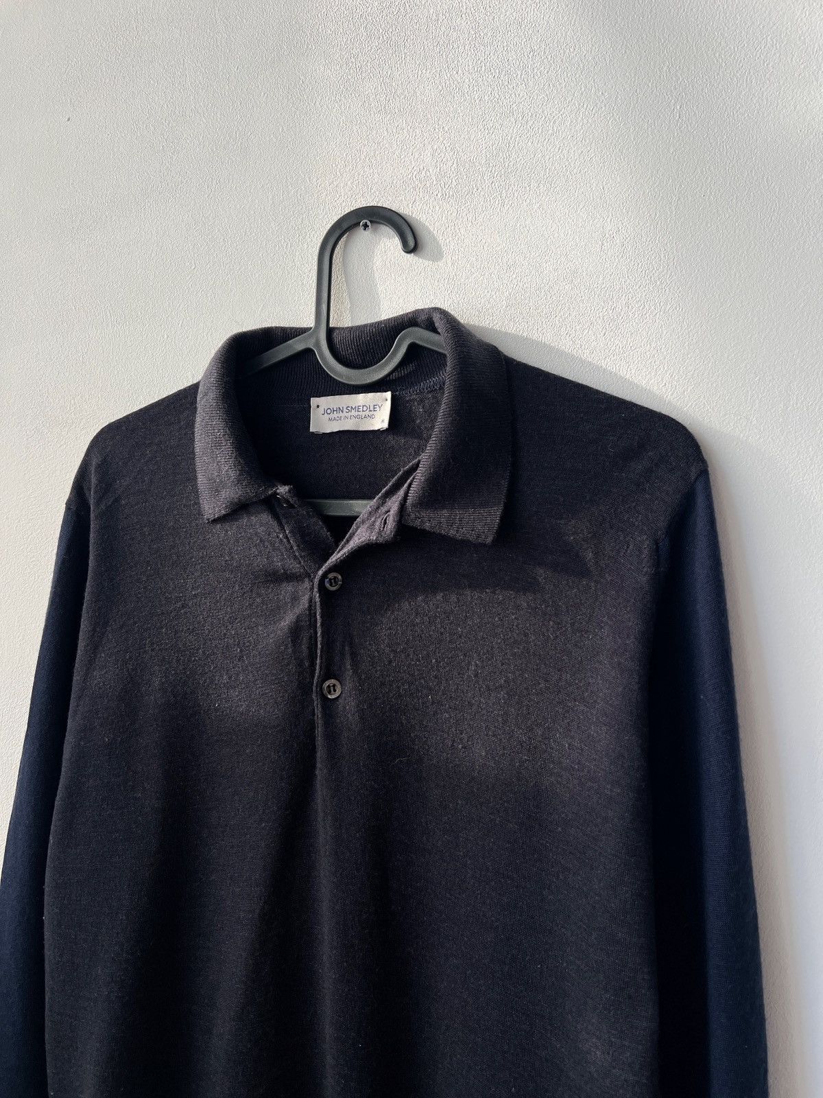 John Smedley John Smedley Grey/Navy Knit Wool Polo Shirt Size M England Size US M / EU 48-50 / 2 - 5 Thumbnail