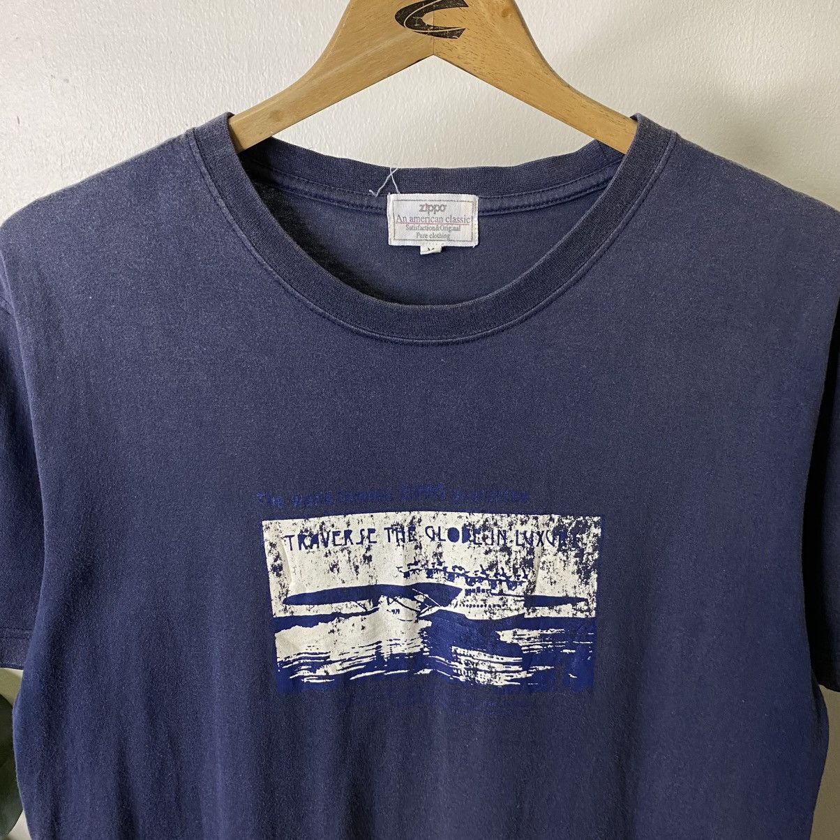 Zippo Vintage 2000s Zippo Faded Navy T Shirt Size US M / EU 48-50 / 2 - 2 Thumbnail