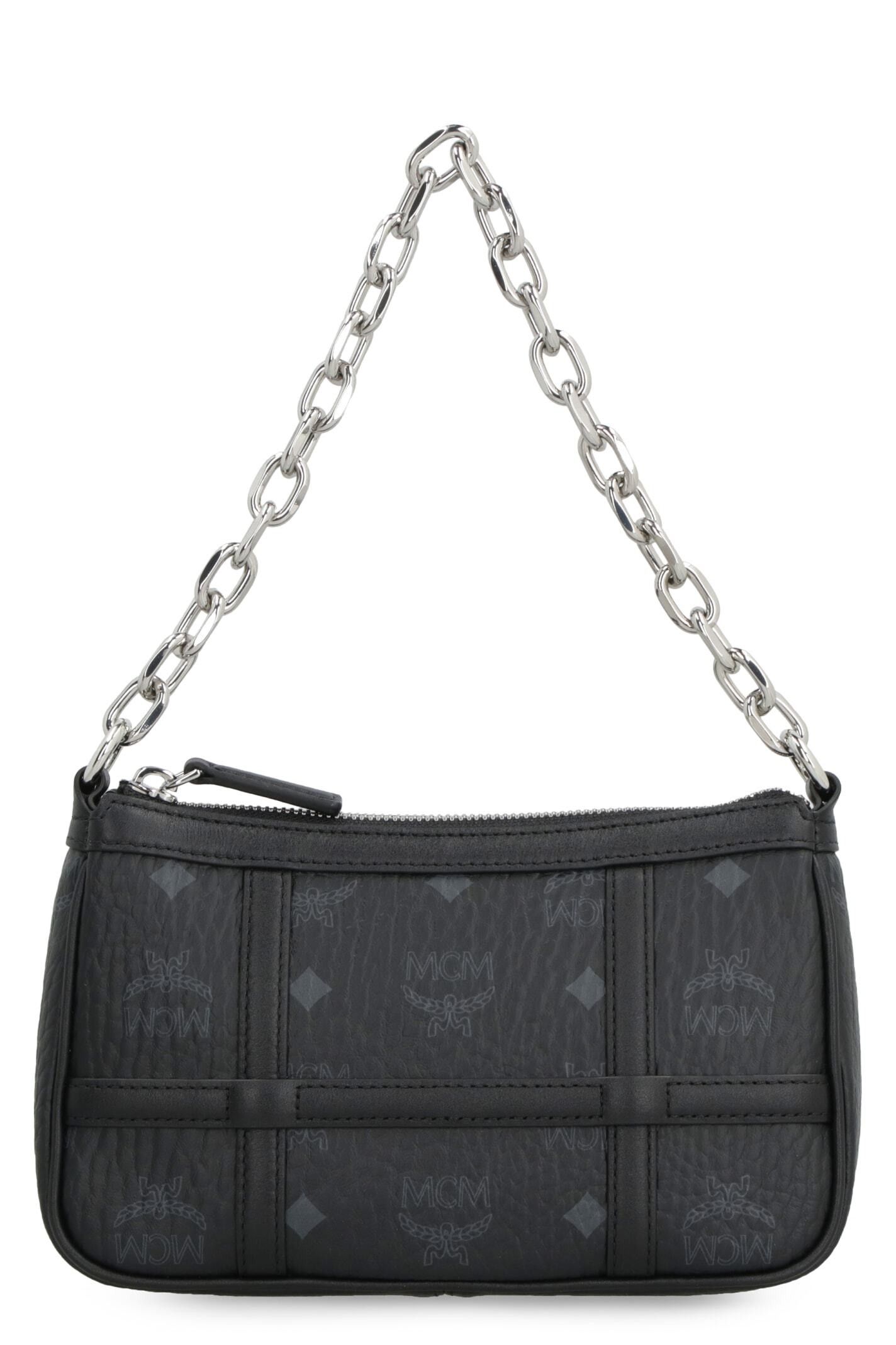 MCM Allen Mini Tote Shoulder Bag Black Leather