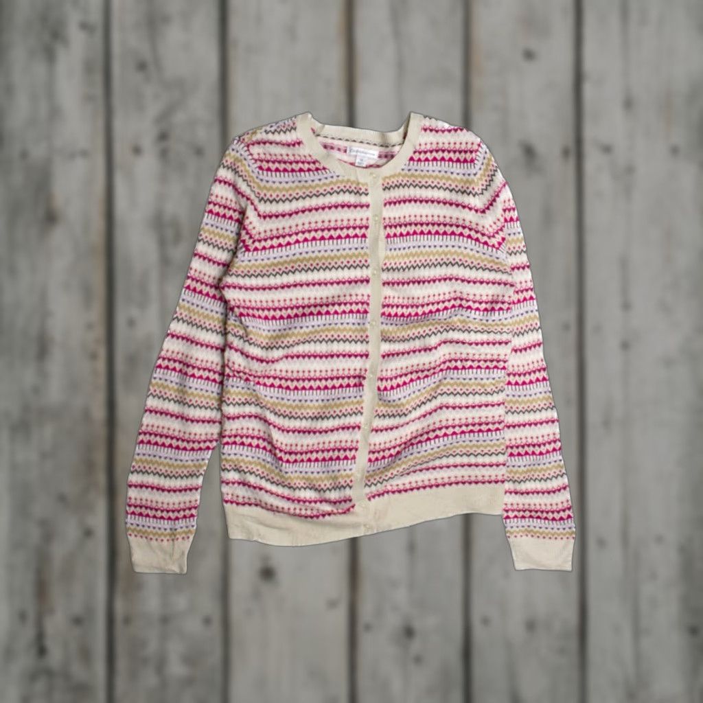Vintage VINTAGE Smith Journal Pink Fair Isle Sweater Medium Knit Cardigan Shirt Womens Size M / US 6-8 / IT 42-44 - 1 Thumbnail