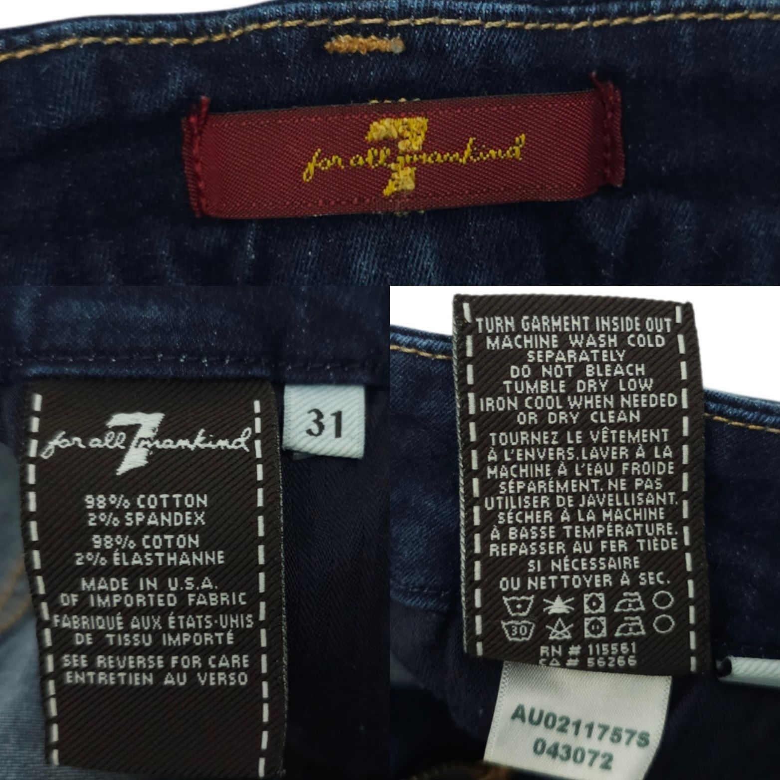 7 For All Mankind 7 For All Mankind Skinny Jeans 31 Dark Wash Blue Denim Size 29" - 8 Thumbnail