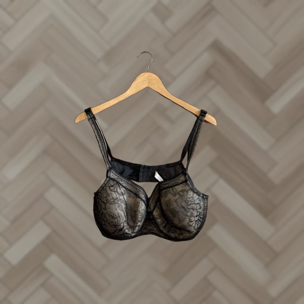 Vintage Cacique Bra Women's Black Laced Underwire Size 42DDD Push Up Shirt Size ONE SIZE - 1 Thumbnail