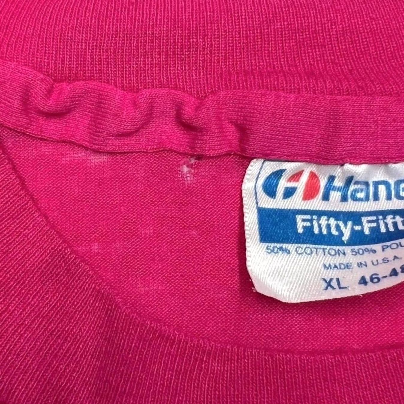 Hanes VINTAGE Hanes T-Shirt Pink 1989 Mini Truck Super Show Souvenir Single Stitch Graphic Front XL Adults Mens Size US L / EU 52-54 / 3 - 5 Thumbnail