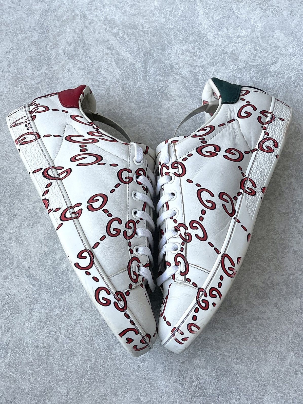Gucci Gucci Ace Sneaker Ghost Graffiti Print Monogram Trainers Size US 6.5 / IT 36.5 - 8 Thumbnail
