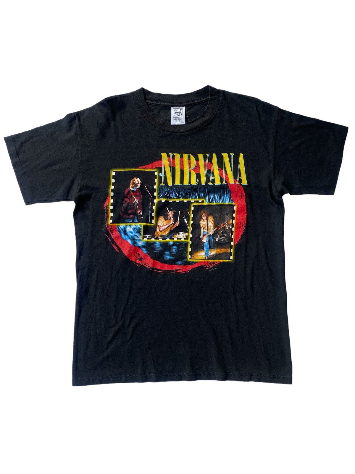 Band Tees × Vintage Vintage 90s Nirvana Live Concert Band Shirt WildOats Size US L / EU 52-54 / 3 - 1 Thumbnail