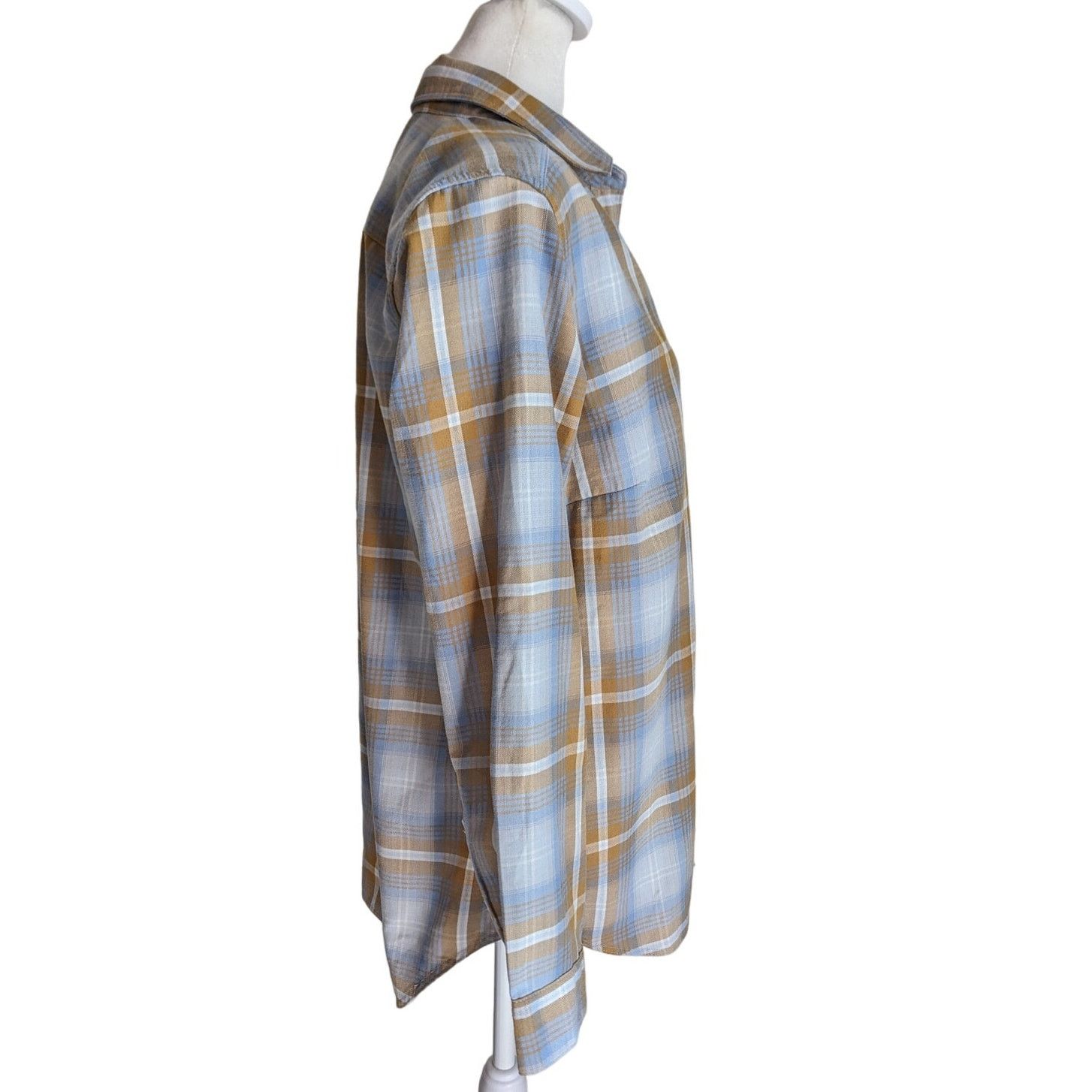 Eddie Bauer Eddie Bauer Classic Fit Twin Falls Gold Blue Plaid Button Up Size S / US 4 / IT 40 - 3 Thumbnail