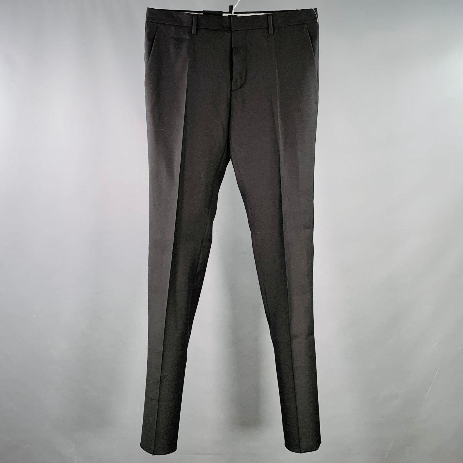 Dsquared2 DSQUARED2 Size 34 Black Wool Silk Flat Front Dress Pants Size US 34 / EU 50 - 1 Thumbnail