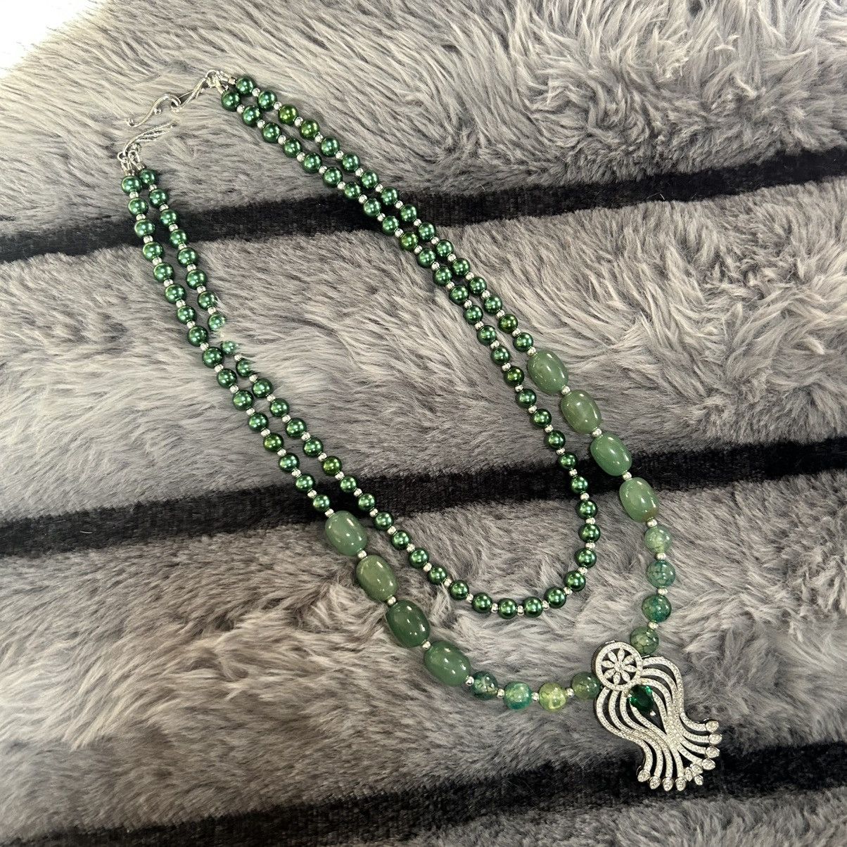 Handmade Handcrafted elegant double strand Czech glass pearl necklace Size ONE SIZE - 5 Thumbnail