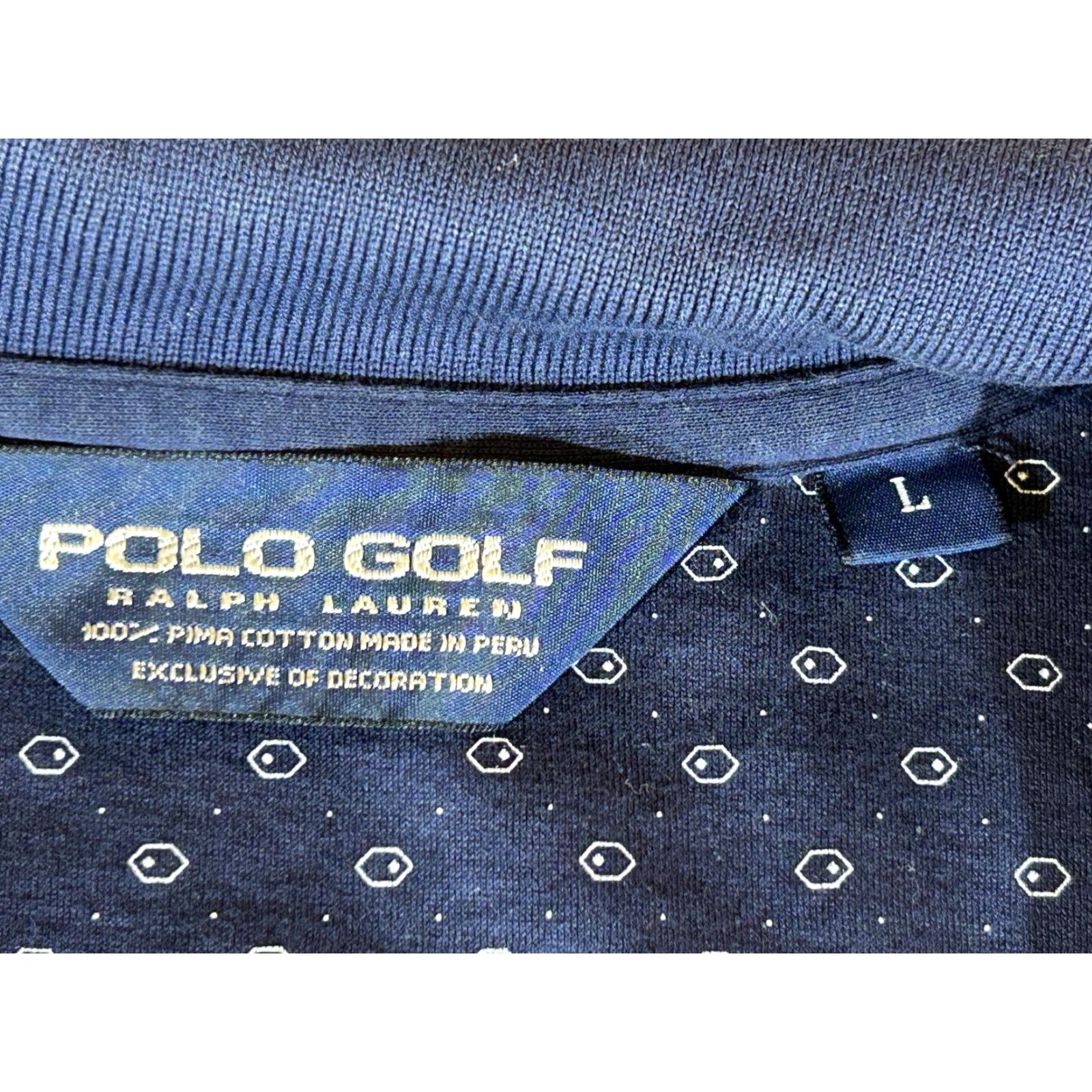 Polo Ralph Lauren Ralph Lauren Polo Golf Mens Large Polo Shirt Blue AOP Geometric Print 100% Pima Cotton Collared Short Sleeve Size US L / EU 52-54 / 3 - 6 Thumbnail