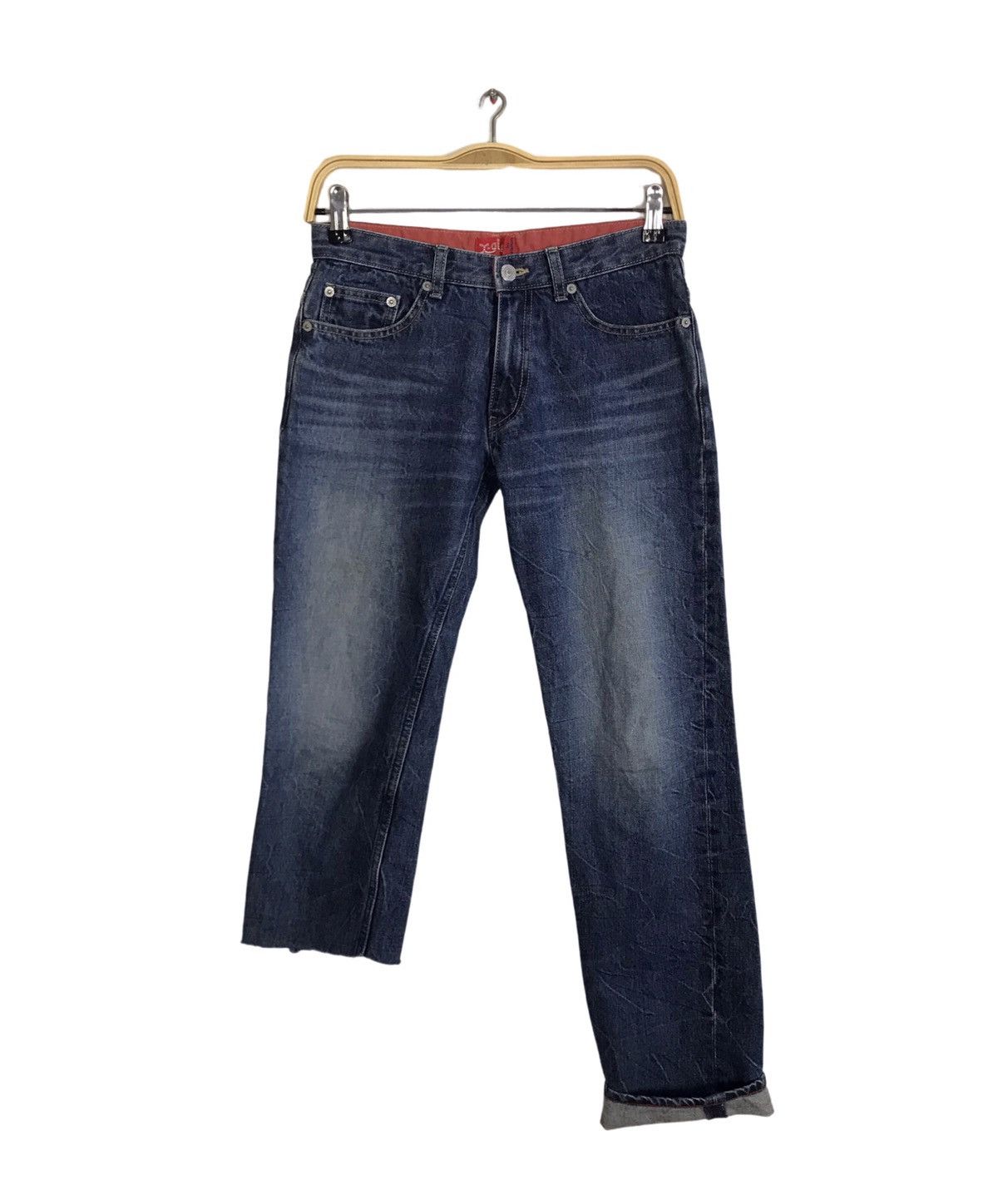 X Girl Japan Zipper Indigo Denim Jeans Pants Straight Cut