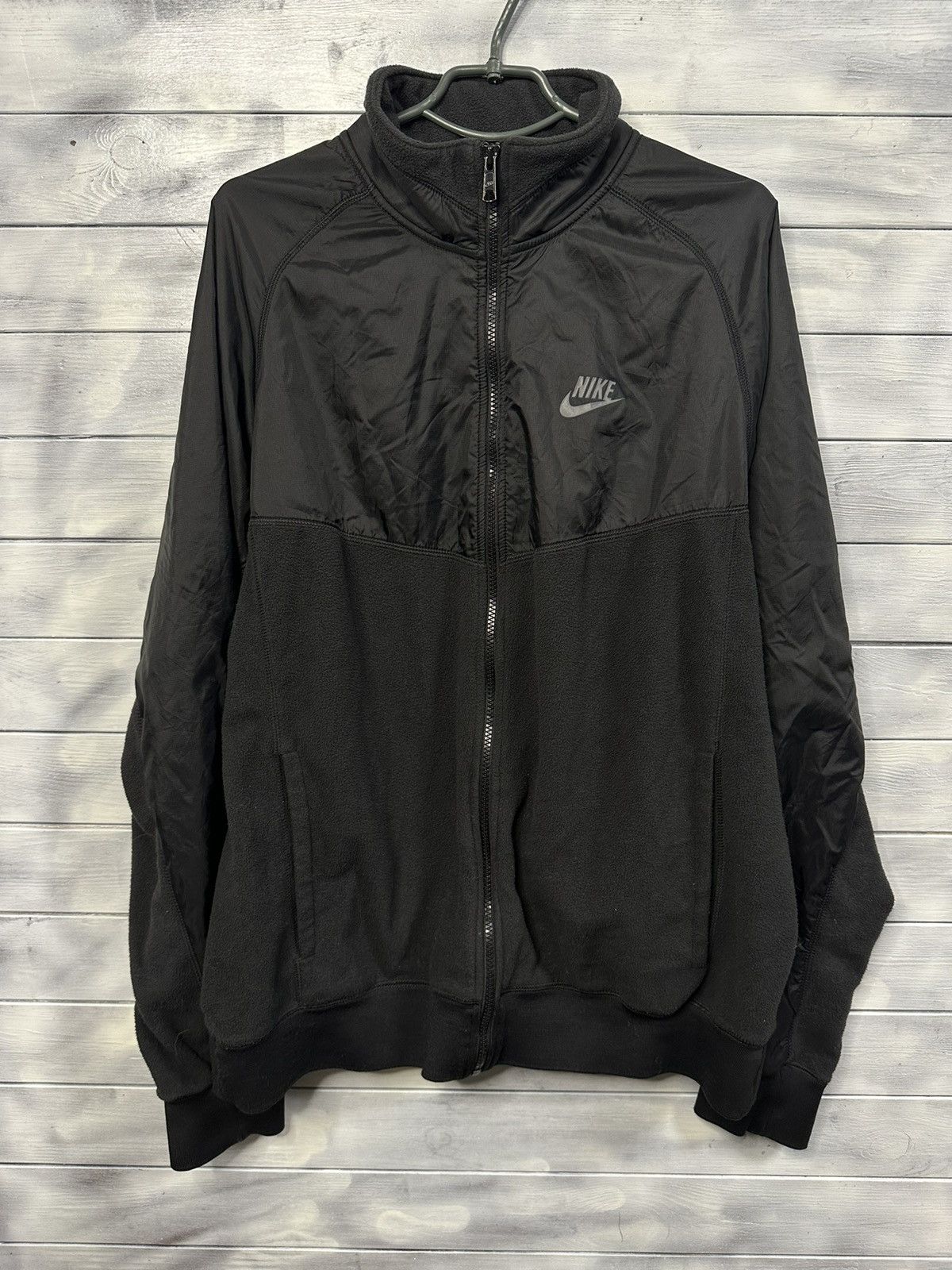 Nike Rare Vintage Jacket Fleece + Nylon Small Swoosh Drill Y2K Size US XL / EU 56 / 4 - 2 Thumbnail