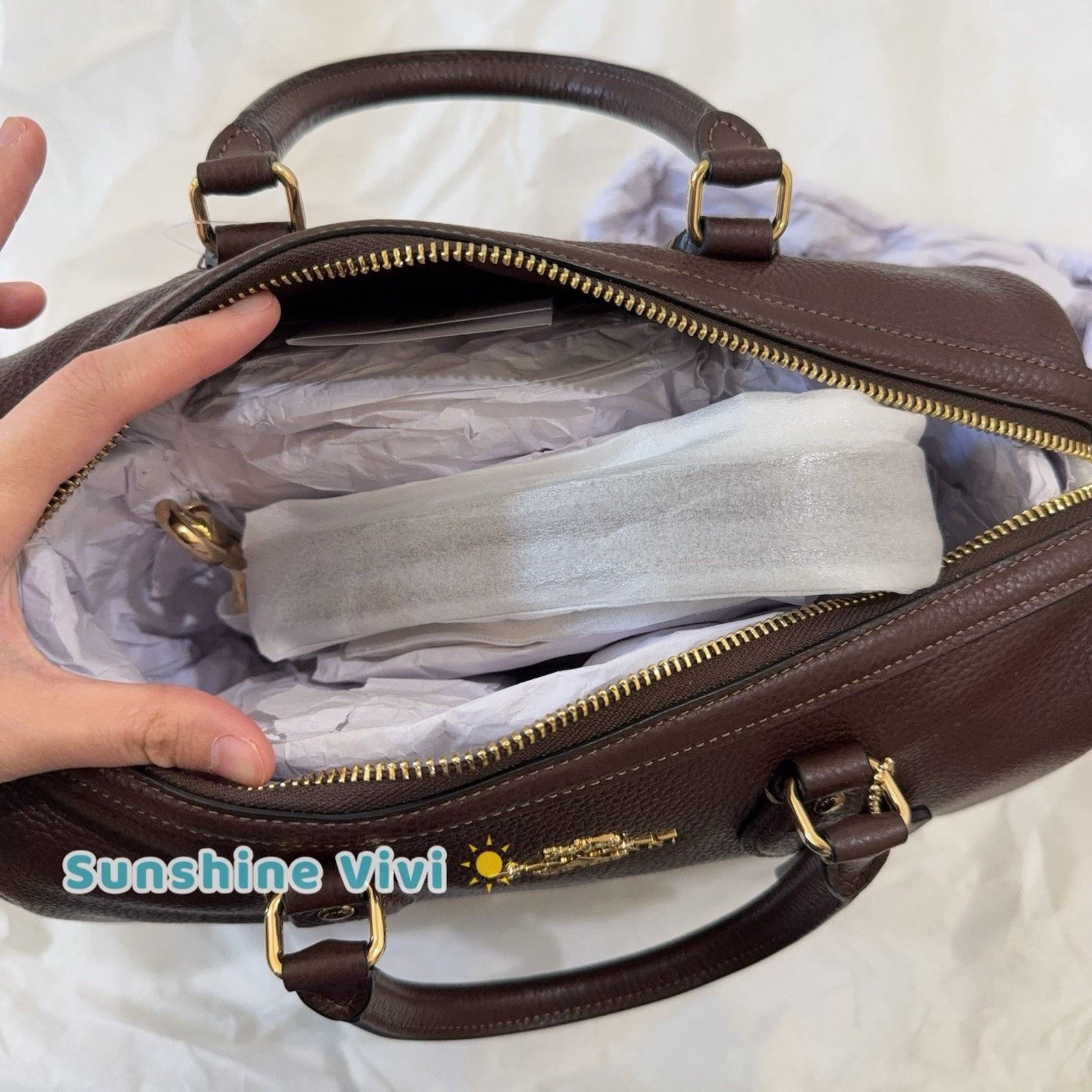 Coach NWT Coach Large Rowan Satchel Bag Leather Maple CES11 Size ONE SIZE - 4 Thumbnail