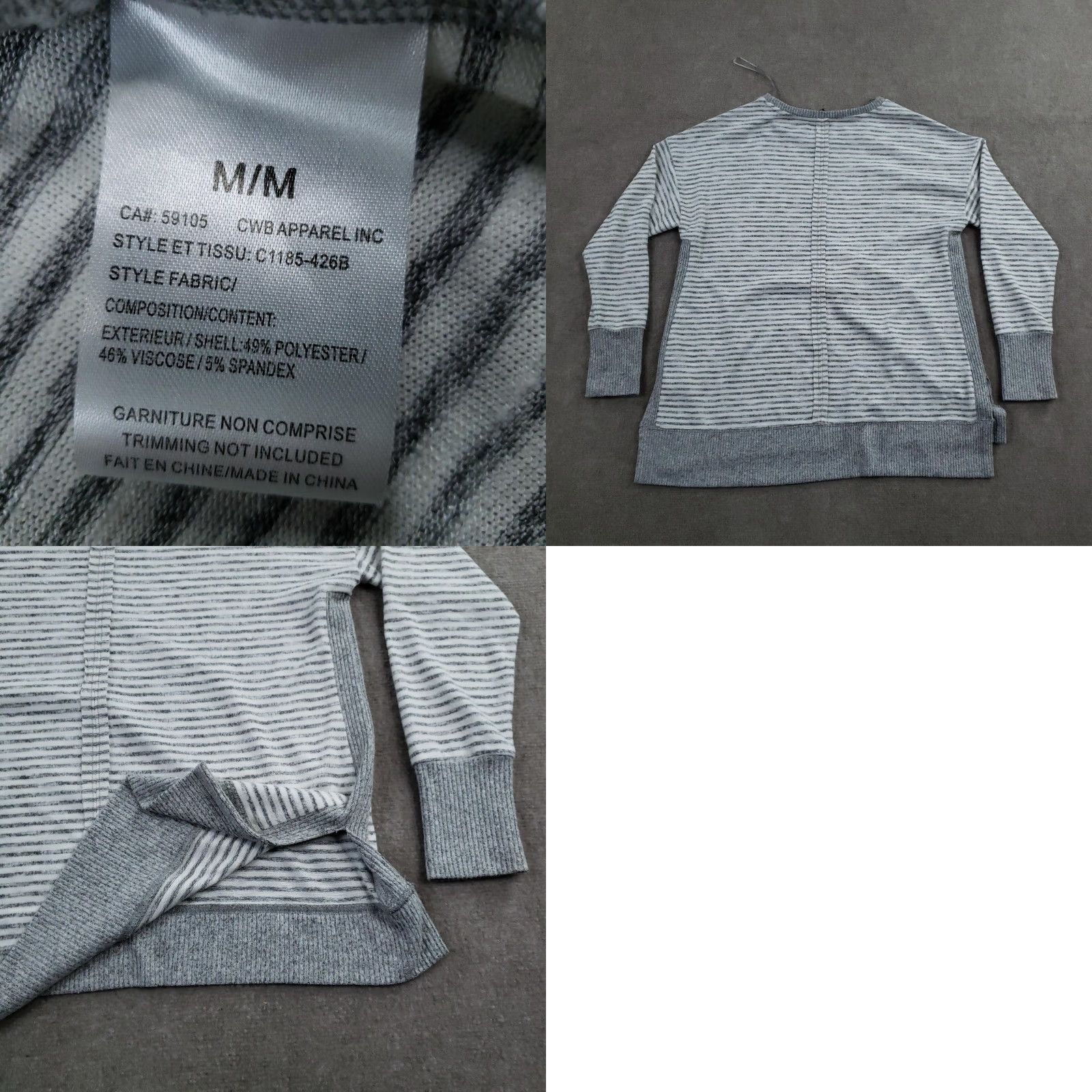 Vintage Charlie B Sweater Womens Medium Gray Striped Knit Tunic Long Sleeve Crewneck Size M / US 6-8 / IT 42-44 - 8 Thumbnail