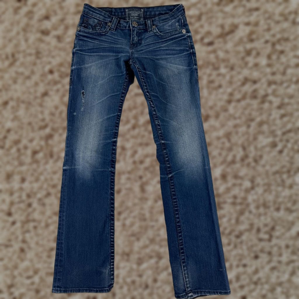 Denime Taverniti So Jeans Women's Bootcut Jeans Size 25 Blue Distressed Denim Regular Fit Size 42" / US 20 - 1 Thumbnail
