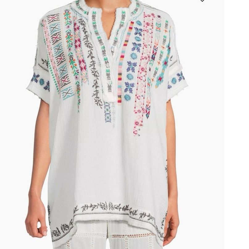 Johnny Was Johnny Was Radlie Blouse Embroidered Natural SMALL NWT Size S / US 4 / IT 40 - 1 Thumbnail