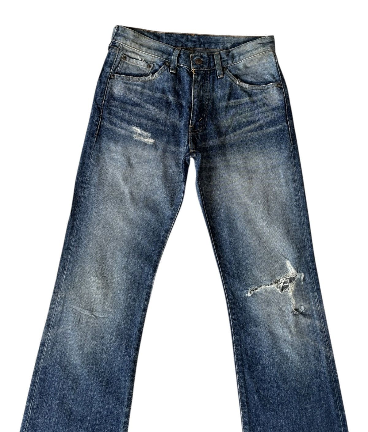 Hedi Slimane × Jean × Levi's Vintage Levis 517 Japan Flare Bootcut Distressed Denim Jean Size US 29 - 6 Thumbnail