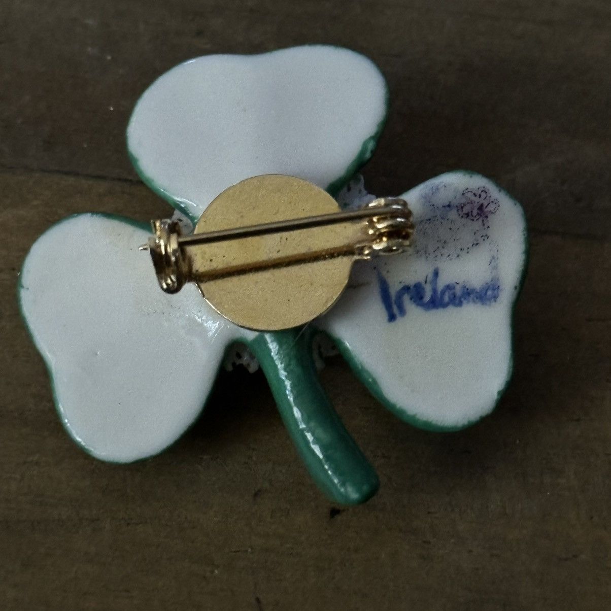 Vintage Vintage porcelain shamrock brooch Size ONE SIZE - 3 Thumbnail