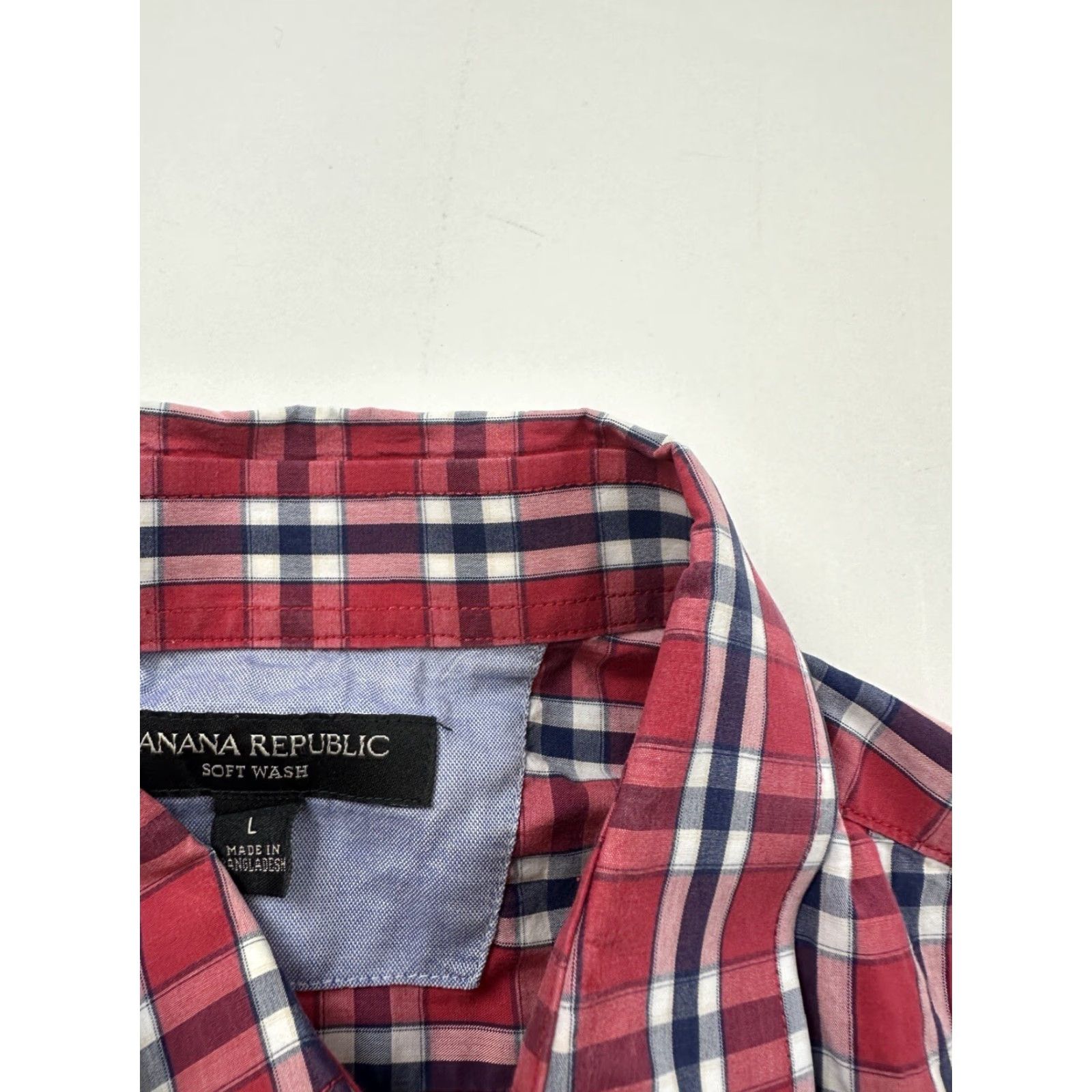 Banana Republic Banana Republic Shirt Mens Large Red Plaid Button Up Cotton Long Sleeve Casual Casual Mens L Red Button-Up Shirt Size US L / EU 52-54 / 3 - 3 Thumbnail