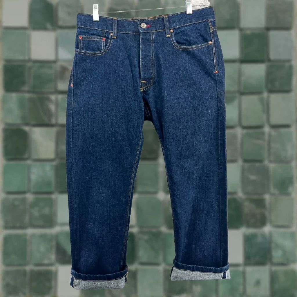Vintage RIVI Jeans Mens 33 Straight Denim Cotton Blue Selvedge Button Fly USA Size US 33 - 1 Thumbnail