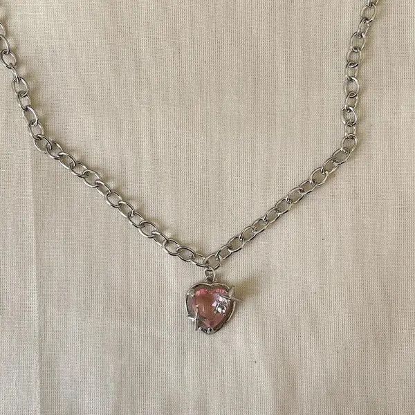 Jewelry y2k 2000s choker heart crystal star pendant silver necklace Size ONE SIZE - 4 Thumbnail