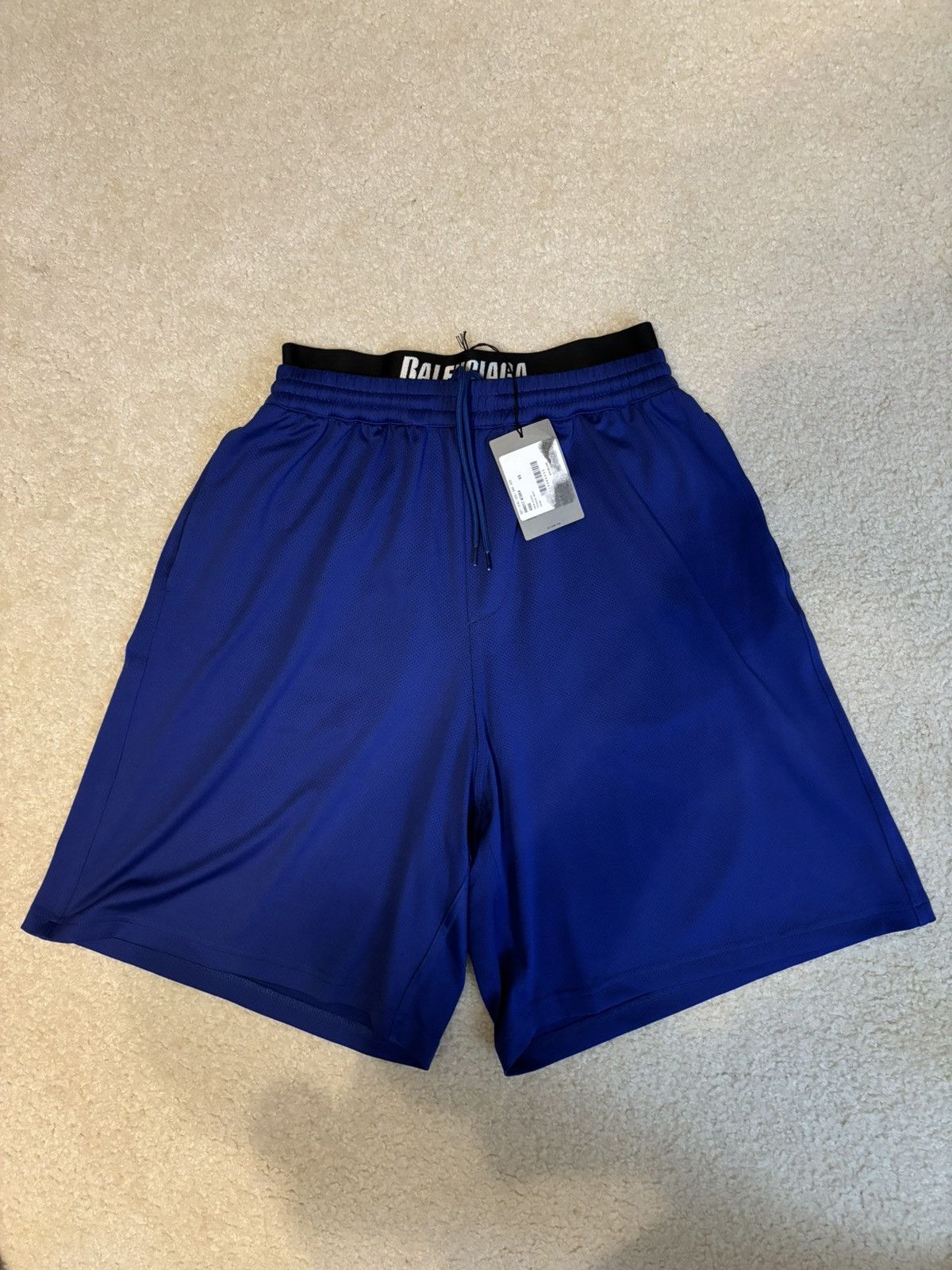 Balenciaga Hybrid Oversized Mesh Shorts Blue