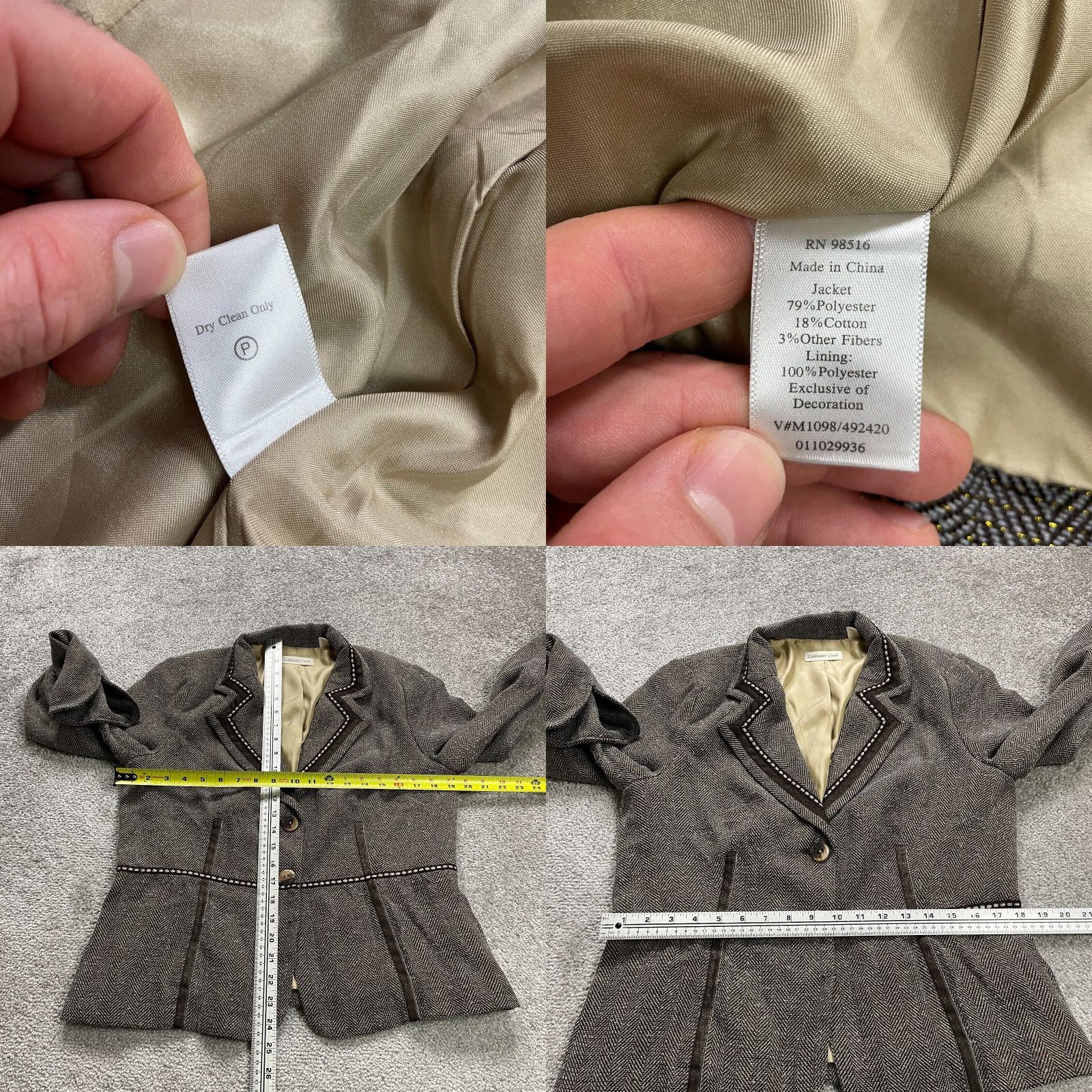 Coldwater Creek Coldwater Creek Blazer Jacket Womens 14 Brown Plaid Single-Breasted Notch Lapel Tweed Regular Fit Size XL / US 12-14 / IT 48-50 - 8 Thumbnail