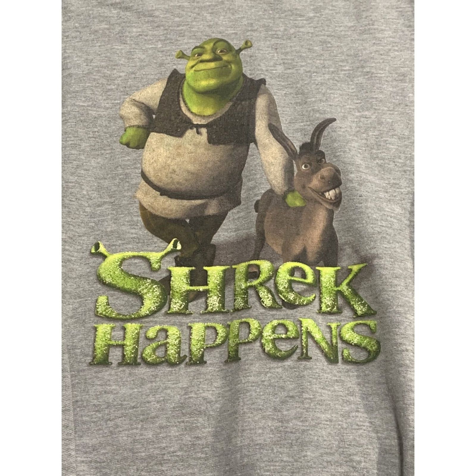 Vintage VINTAGE Shrek Happens Crewneck Sweatshirt L Gray Mens Sweatshirt Dreamworks Universal Puff Print University Theme Size US L / EU 52-54 / 3 - 2 Thumbnail