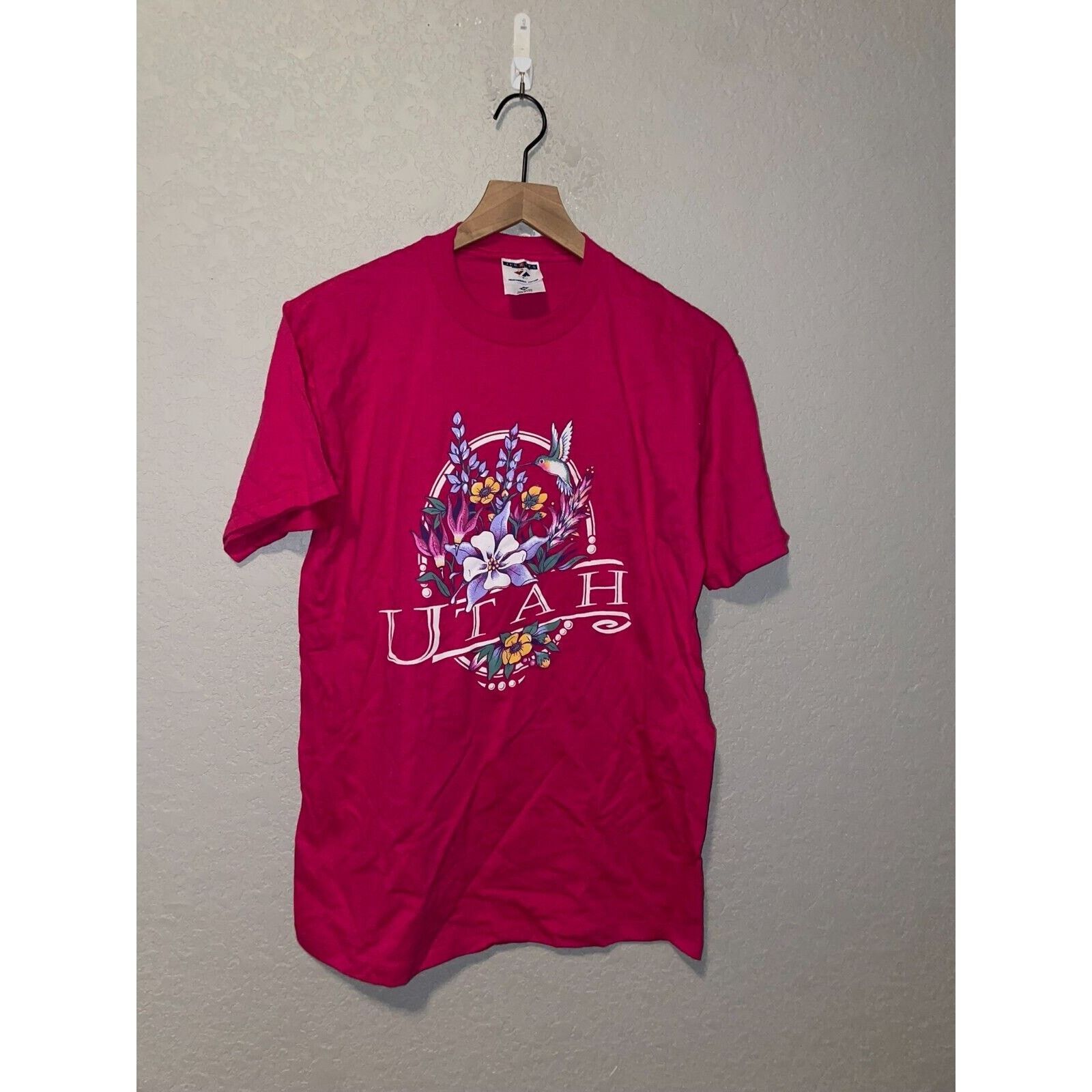 Jerzees Vintage Utah Pink Shirt Garden Flower Jerzees Tee VTG 90s M Size US M / EU 48-50 / 2 - 1 Thumbnail
