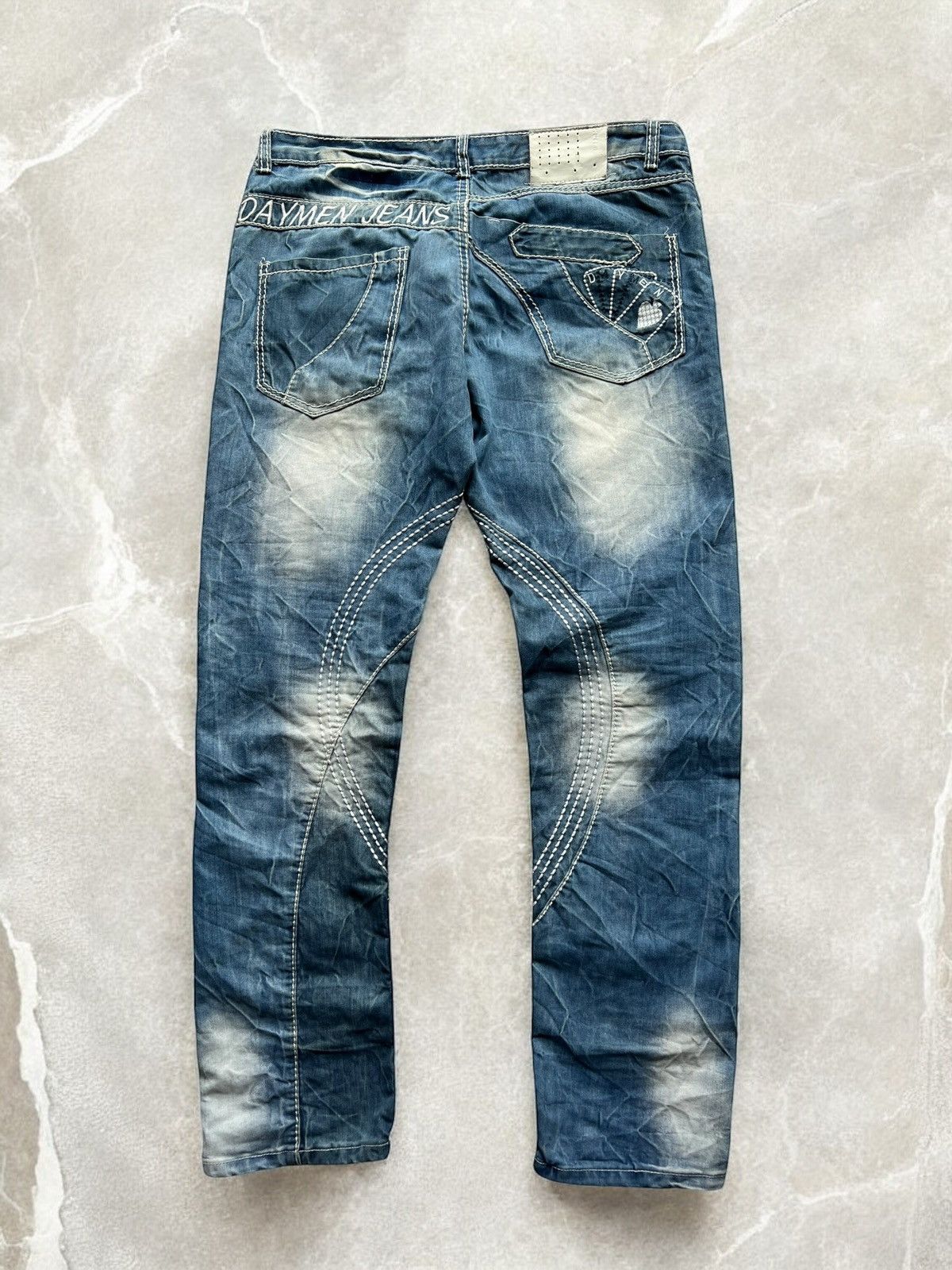 Vintage CRAZY MULTICOLOURED WIDE JEANS VINTAGE WASHED DENIM PANTS Size US 36 / EU 52 - 1 Thumbnail