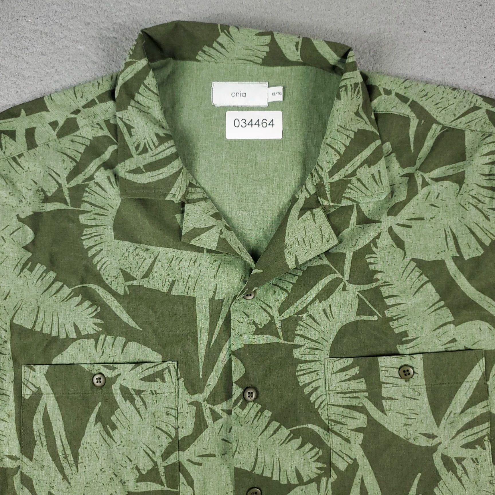Onia Onia Shirt Mens XL Green Hawaiian Camp Button-Up Short Sleeve Geometric Size US XL / EU 56 / 4 - 2 Thumbnail