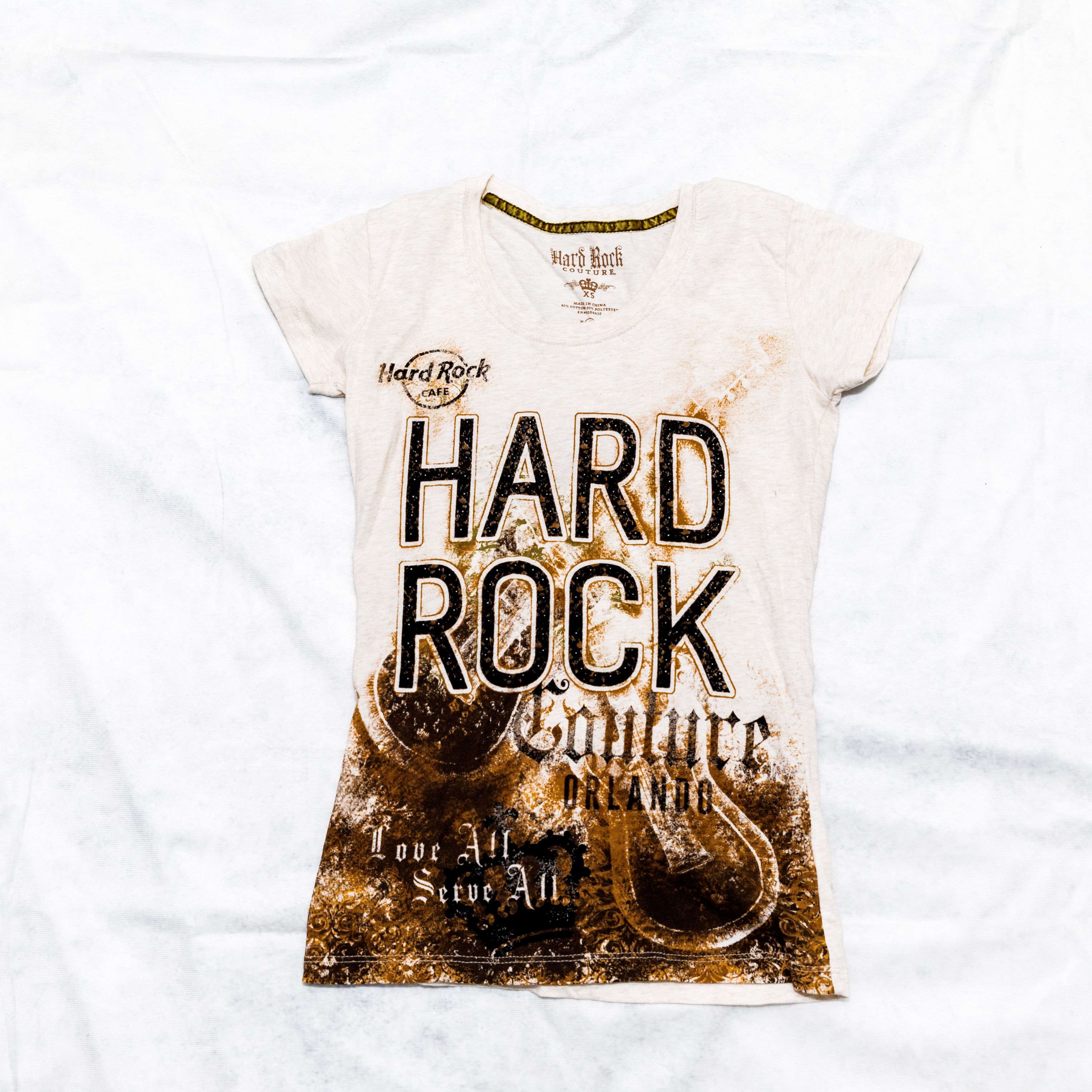 Hard Rock Cafe Hard Rock Cafe Orlando Beige T-Shirt Rinestones Womens XS Size XS / US 0-2 / IT 36-38 - 1 Thumbnail