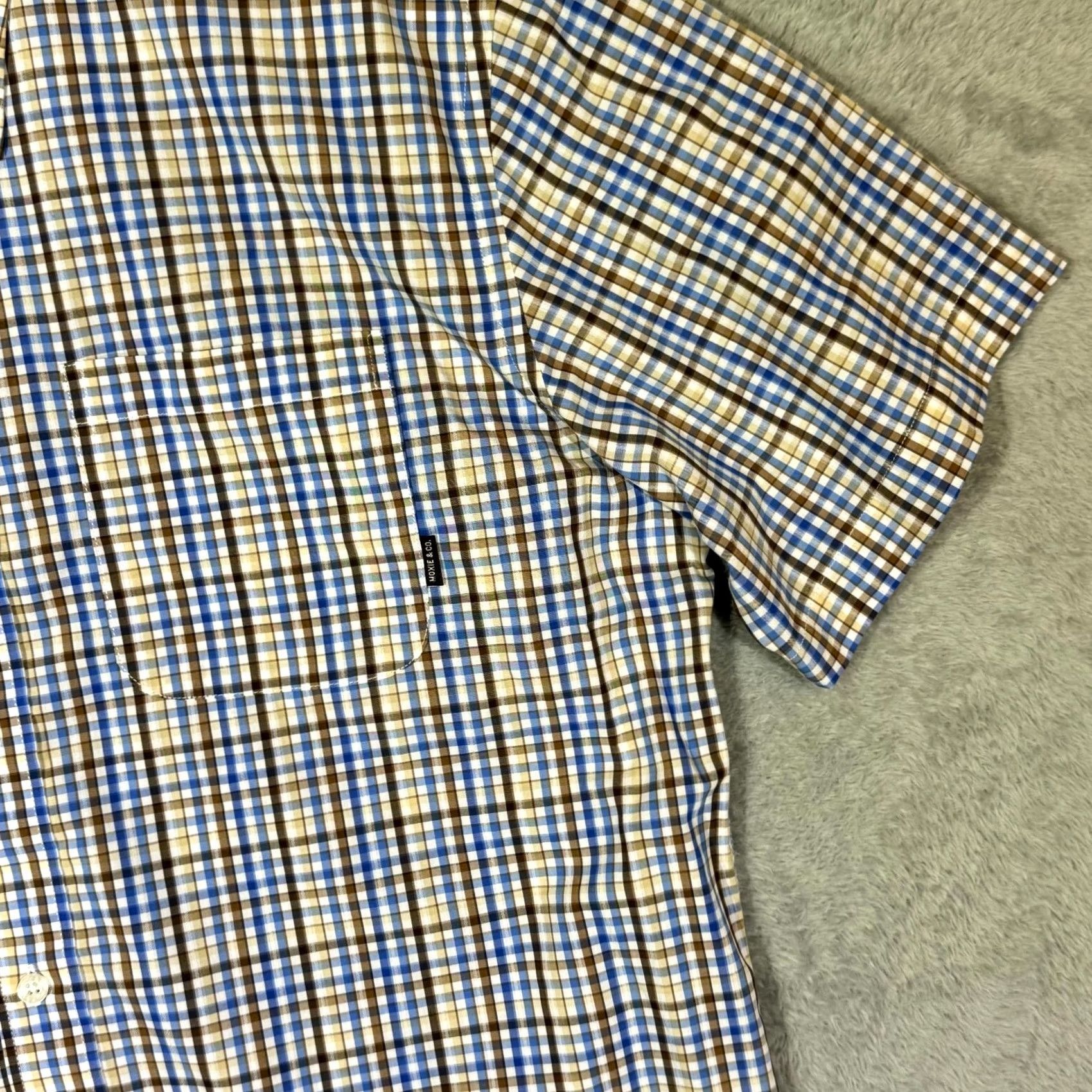 CO Moxie & Co Shirt Men Medium Blue Plaid Short Sleeve Button-Down Casual Size US M / EU 48-50 / 2 - 5 Thumbnail