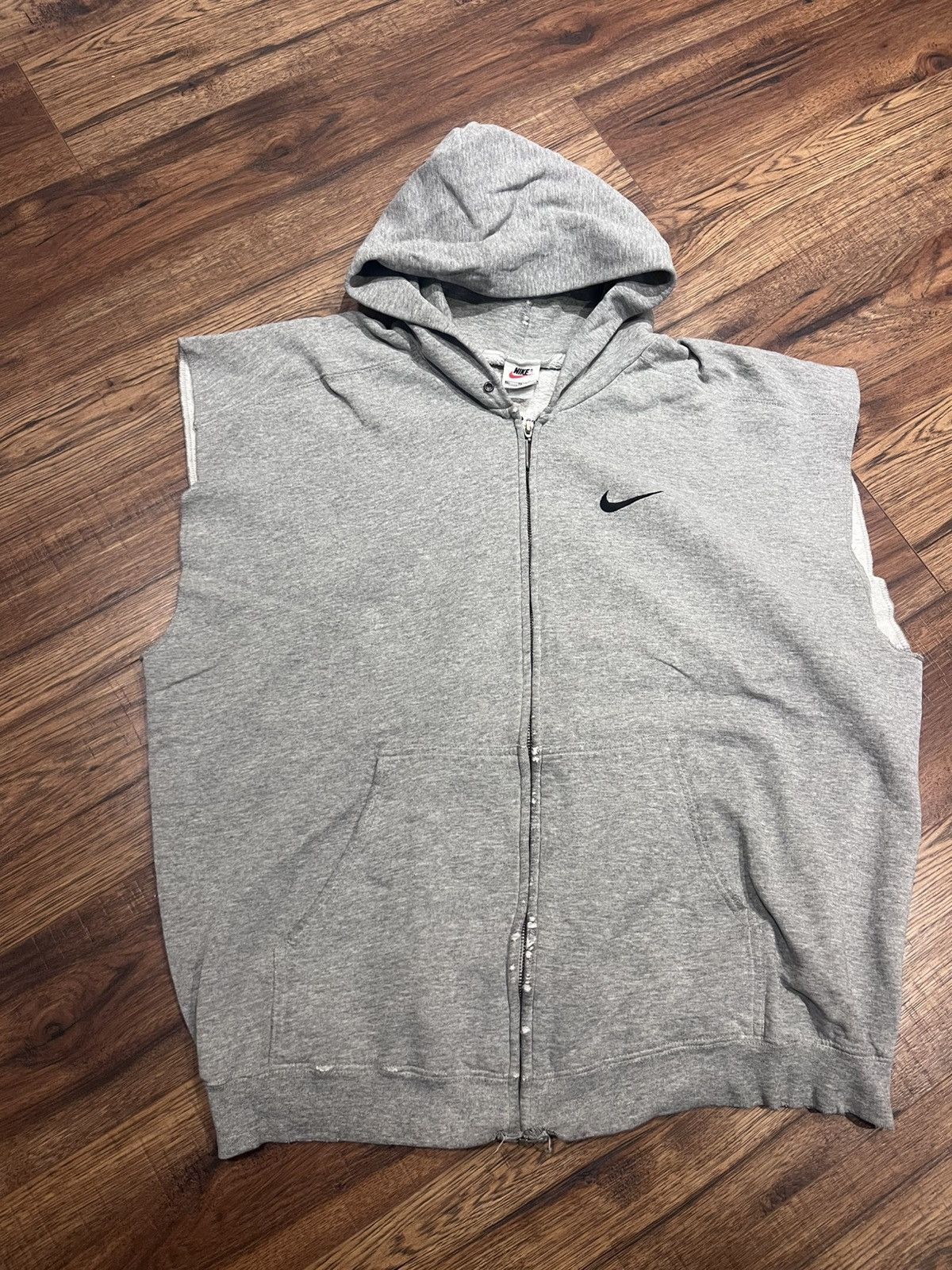 Nike Vintage Nike 90’s Gray Hoodie Cutoff Full Zip Hooded Sweater Size US XL / EU 56 / 4 - 1 Thumbnail