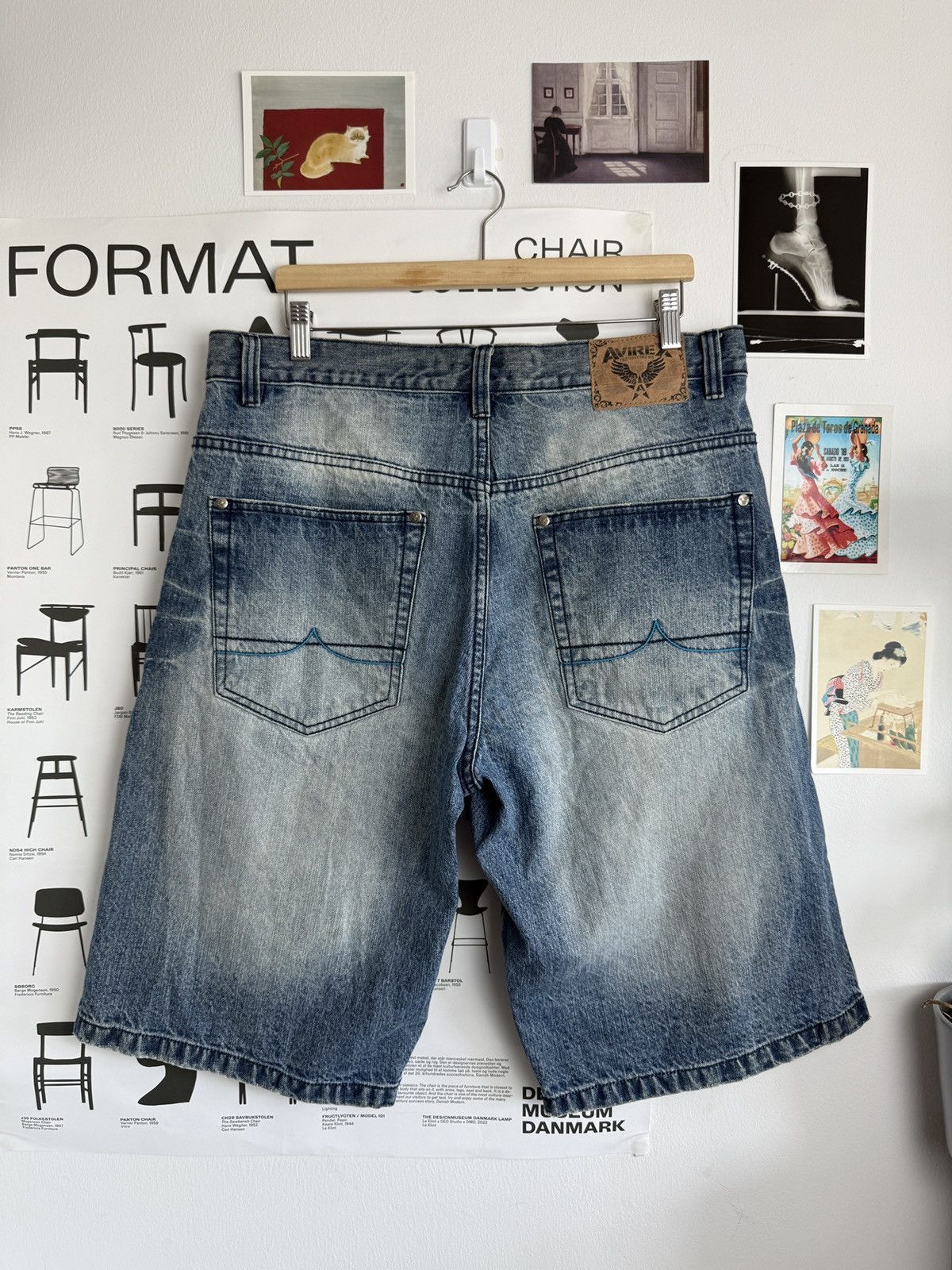 Avirex Vintage y2k Avirex baggy embroidered denim shorts skate rap Size US 36 / EU 52 - 2 Thumbnail