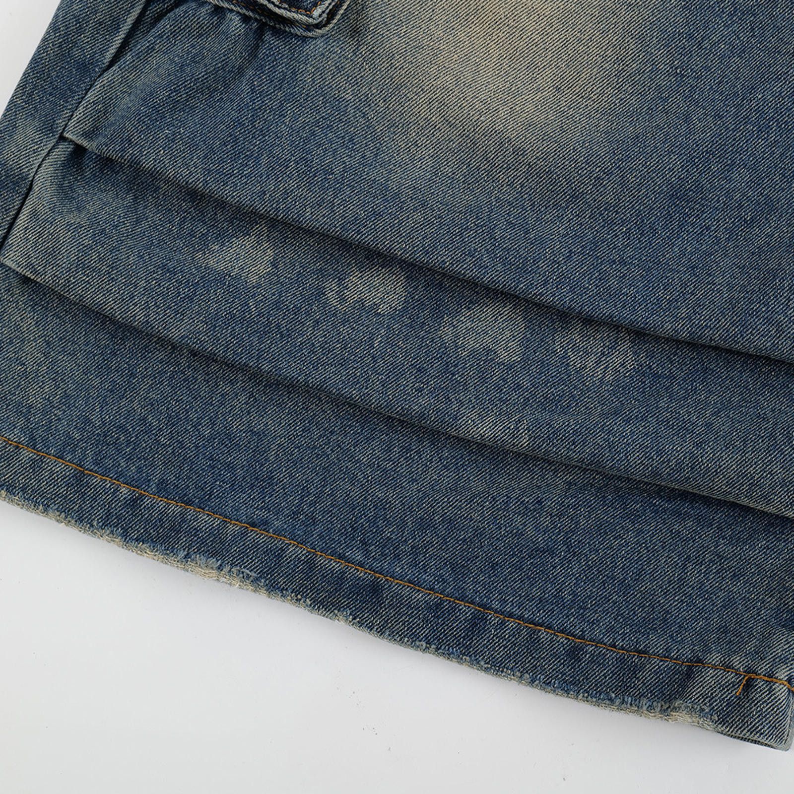 Distressed Denim Cargo Shorts