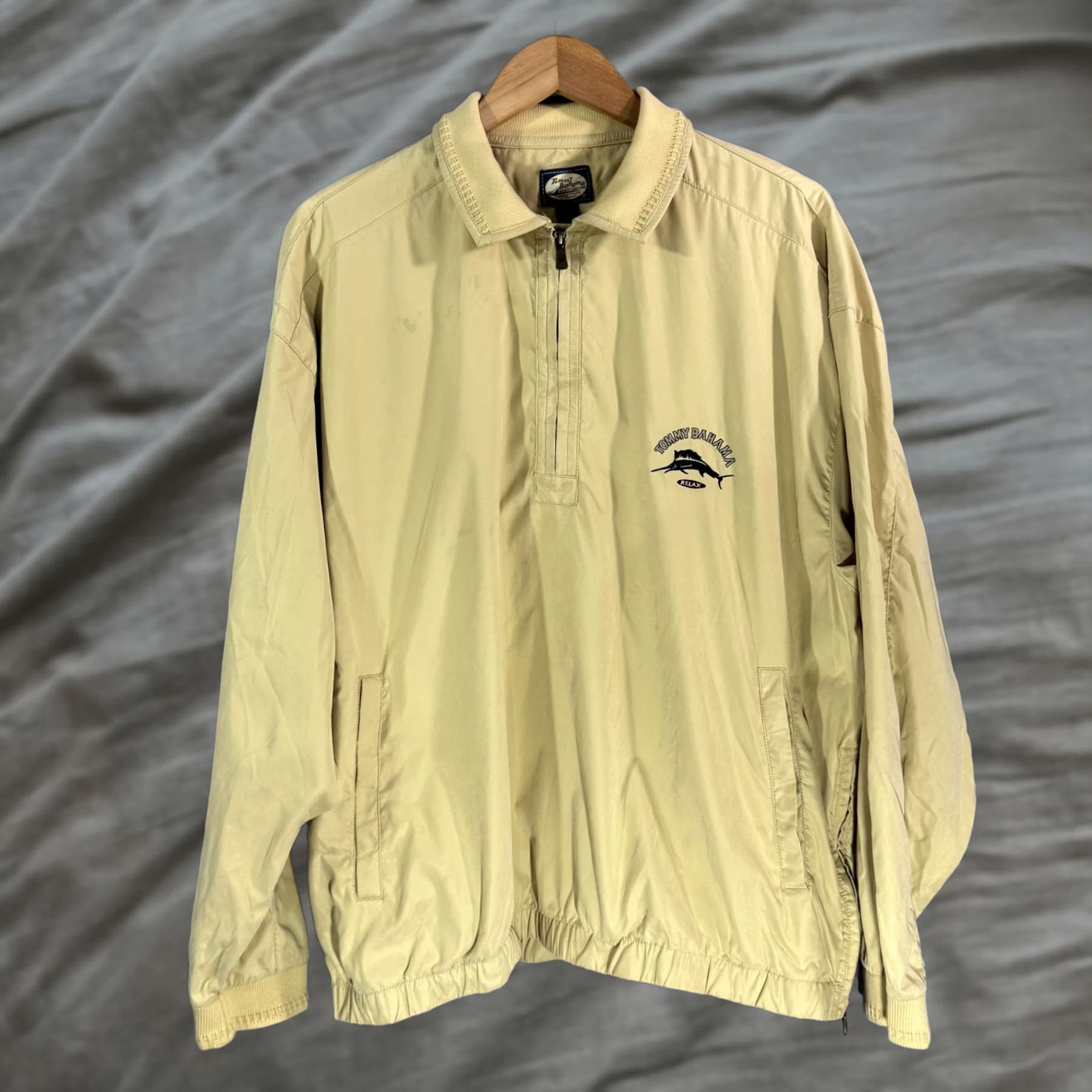 Tommy Bahama Tommy Bahama Jacket Mens Large Half Zip Windbreaker Outdoor Lightweight Beige Pullover Relax Logo Navy? Size US L / EU 52-54 / 3 - 1 Thumbnail