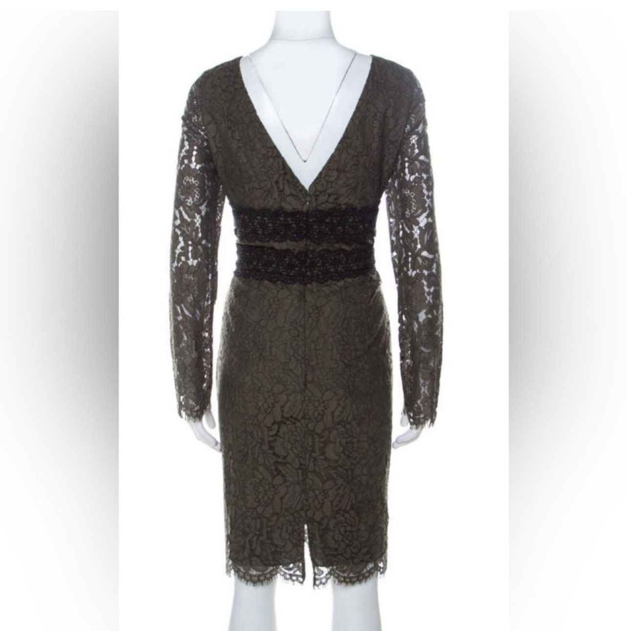 Diane von Furstenberg Diane Von Furstenberg Olive Long Sleeve Viera Lace Dress Size M / US 6-8 / IT 42-44 - 3 Thumbnail
