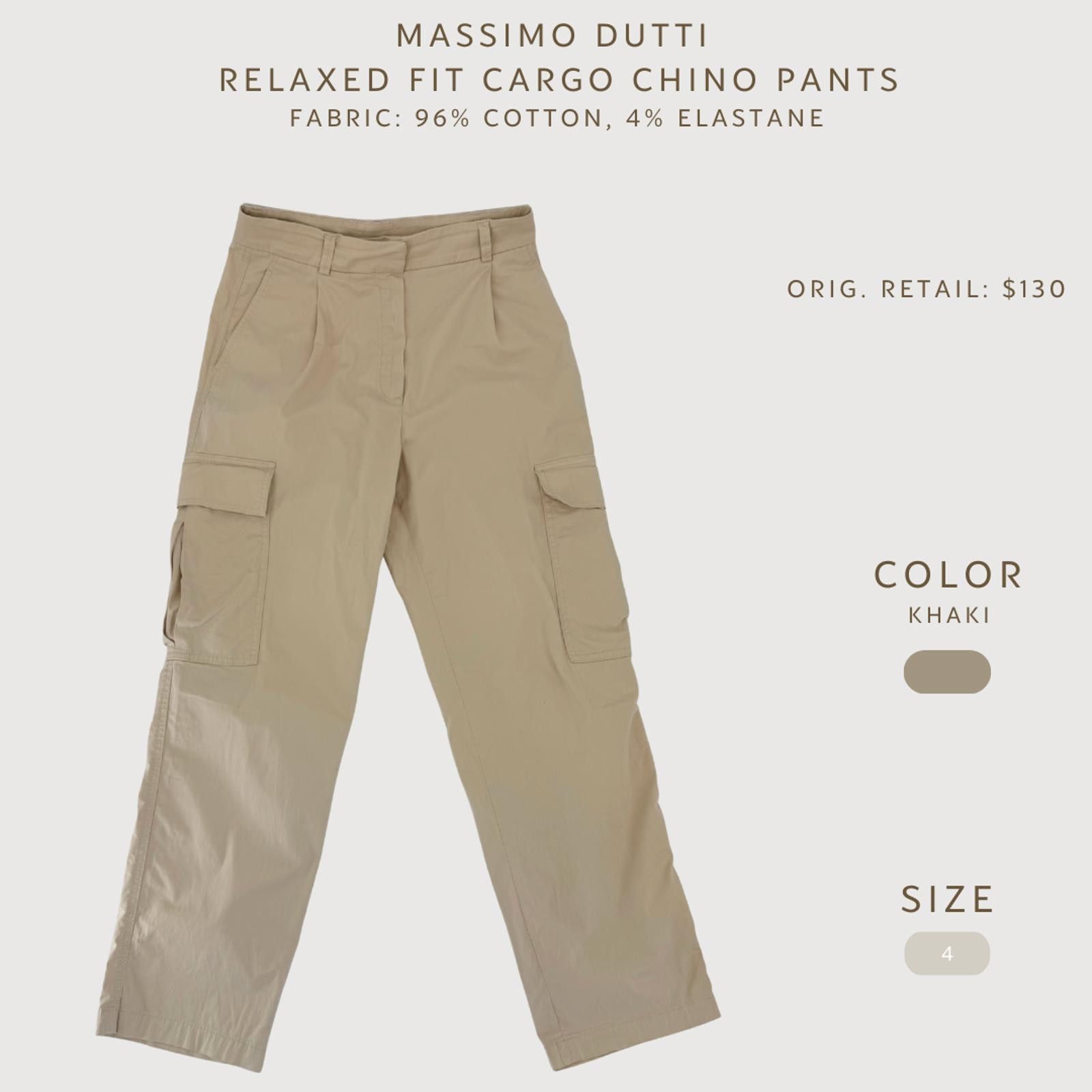 Massimo Dutti Massimo Dutti Cargo Chino Pants Relaxed Fit Khaki XS Size 27" / US 4 / IT 40 - 2 Thumbnail