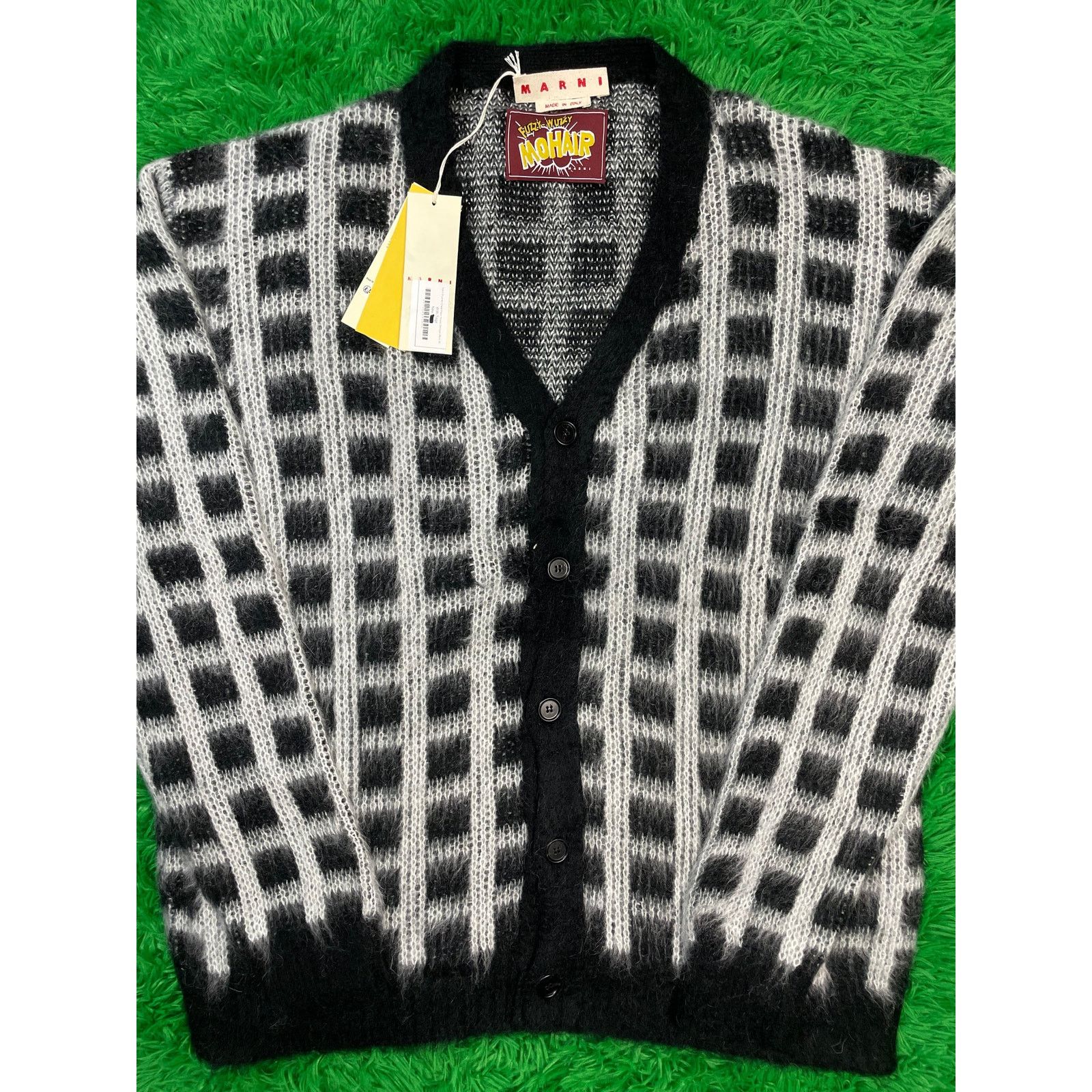 Marni Marni Brushed Check Fuzzy Wuzzy Cardigan Black 3XL (60) New Size US XXL / EU 58 / 5 - 1 Thumbnail